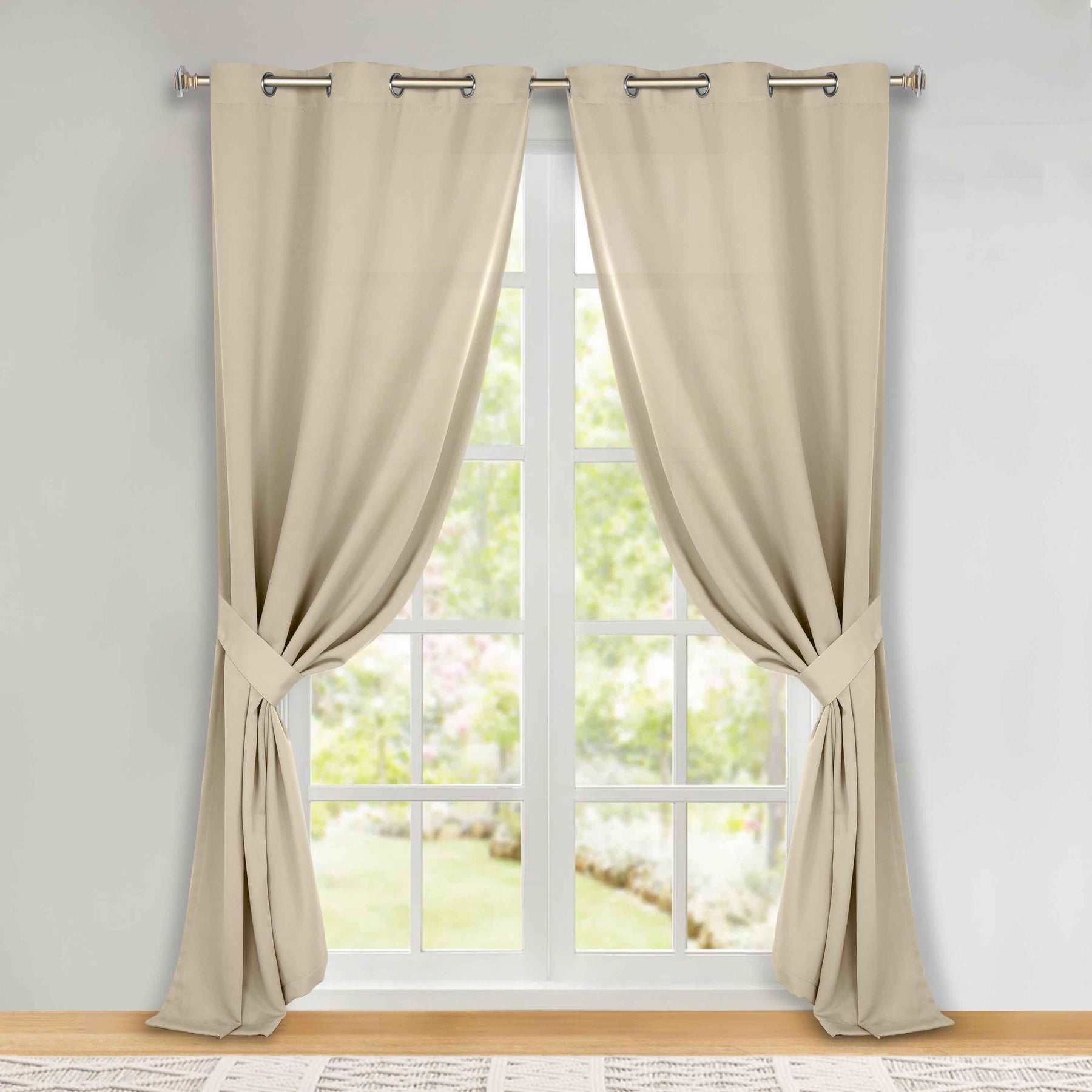 Classic Modern Solid Room Darkening Blackout Curtain Panels, Set of 2