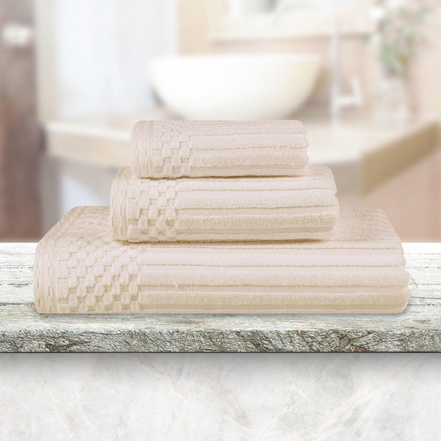 Soho Ribbed Cotton Absorbent 3 Piece Assorted Towel Set
