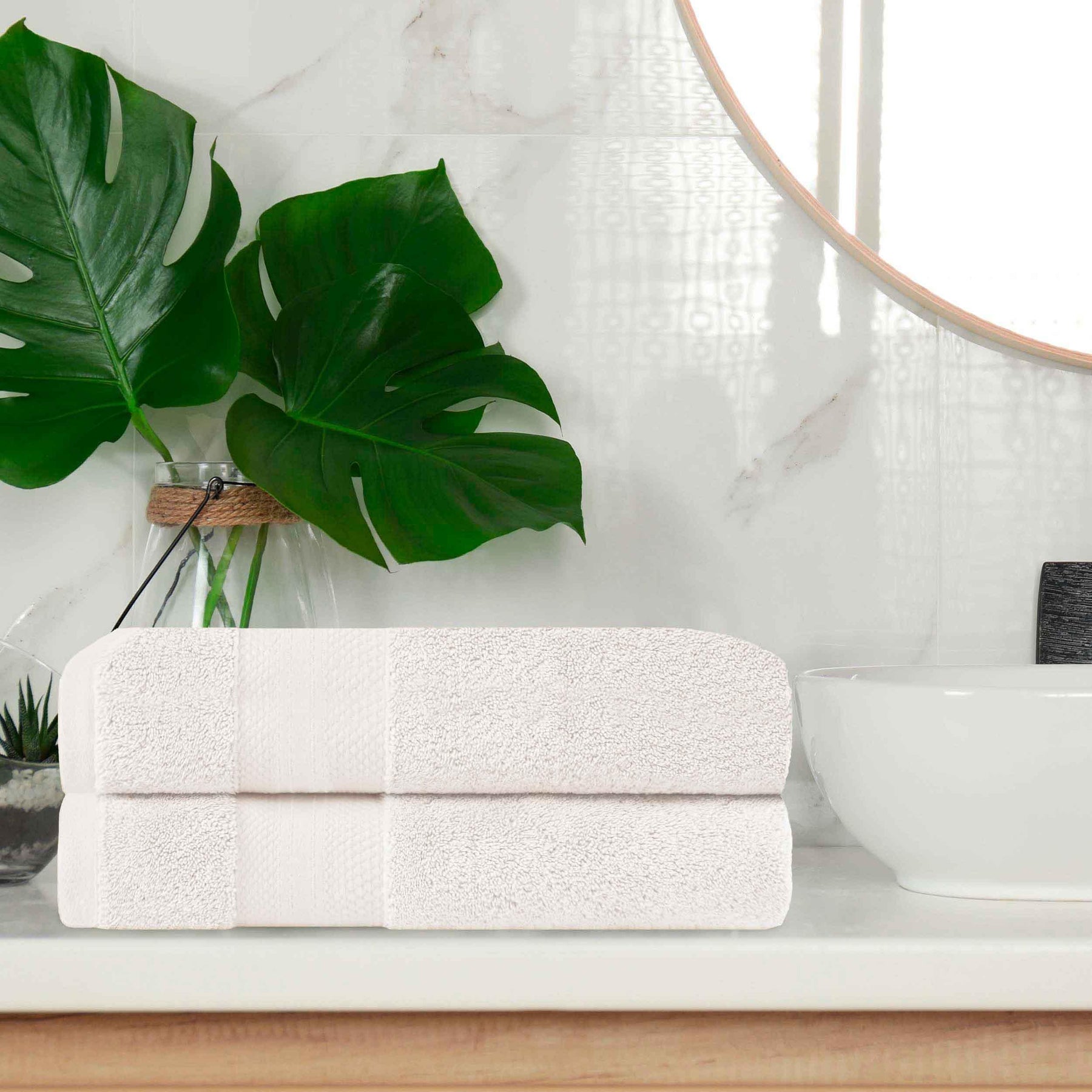 Aria Turkish Cotton Heavyweight Solid Absorbent 2-Piece Bath Towel Set