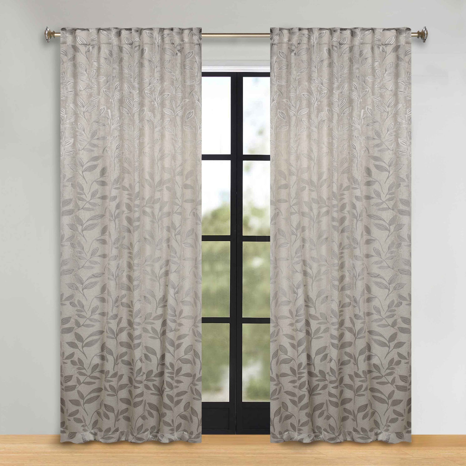 Leaves Room Darkening Back Tabs Blackout Curtain Panels, Set of 2