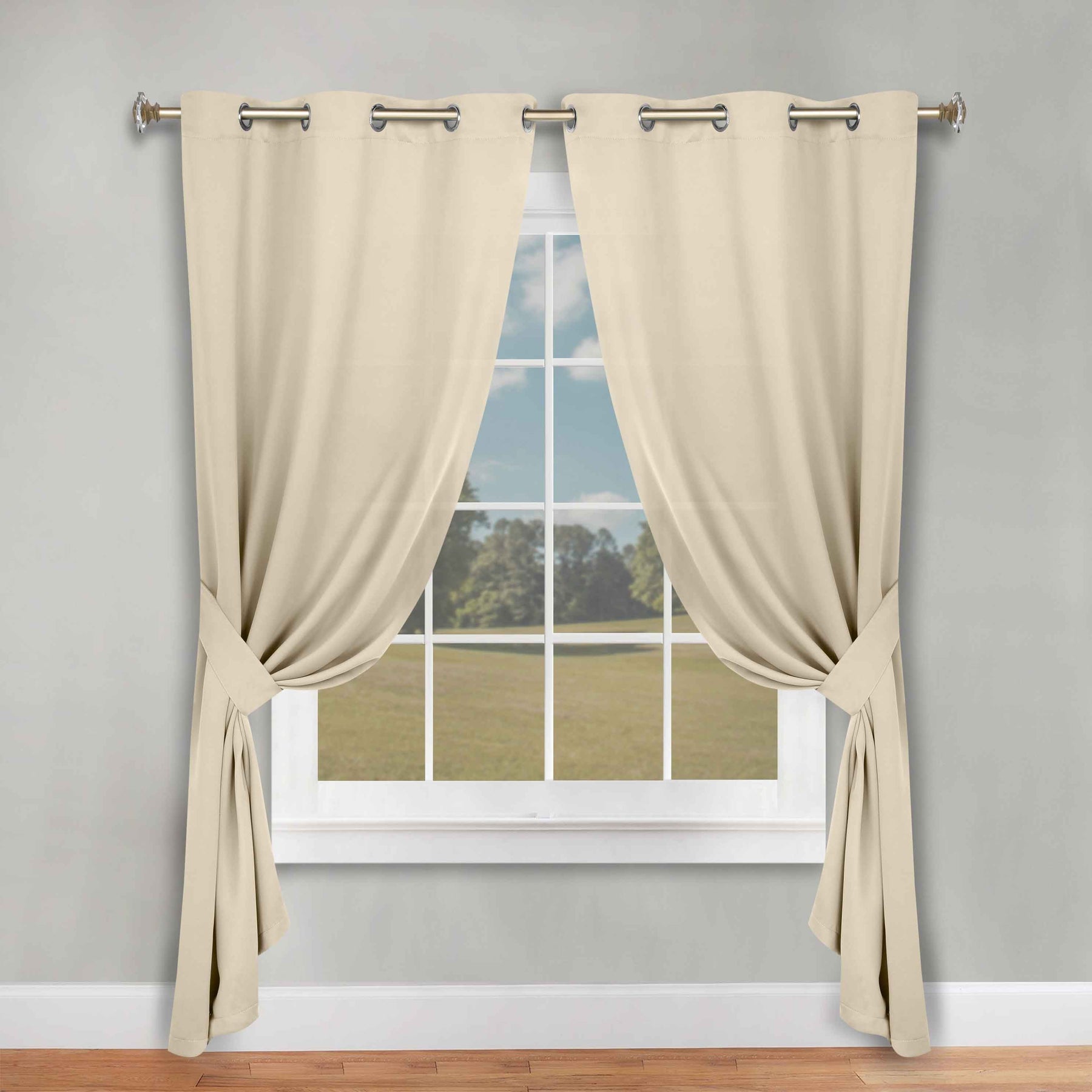 Classic Modern Solid Room Darkening Blackout Curtain Panels, Set of 2
