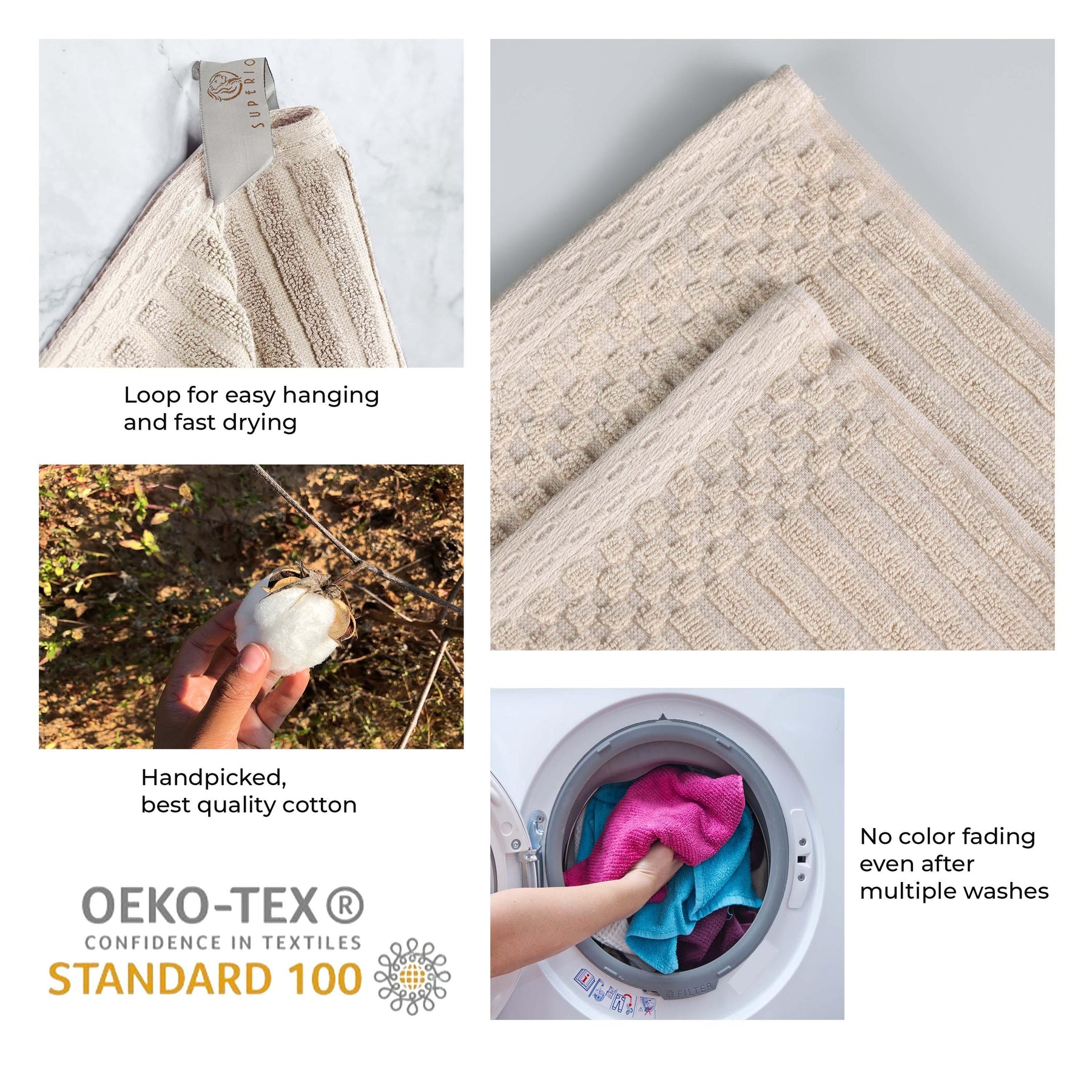 Soho Ribbed Cotton Absorbent Bath Towel Set of 4