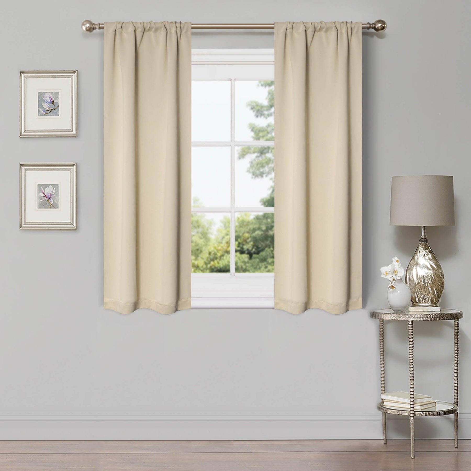 Solid Machine Washable Room Darkening Blackout Curtains, Set of 2