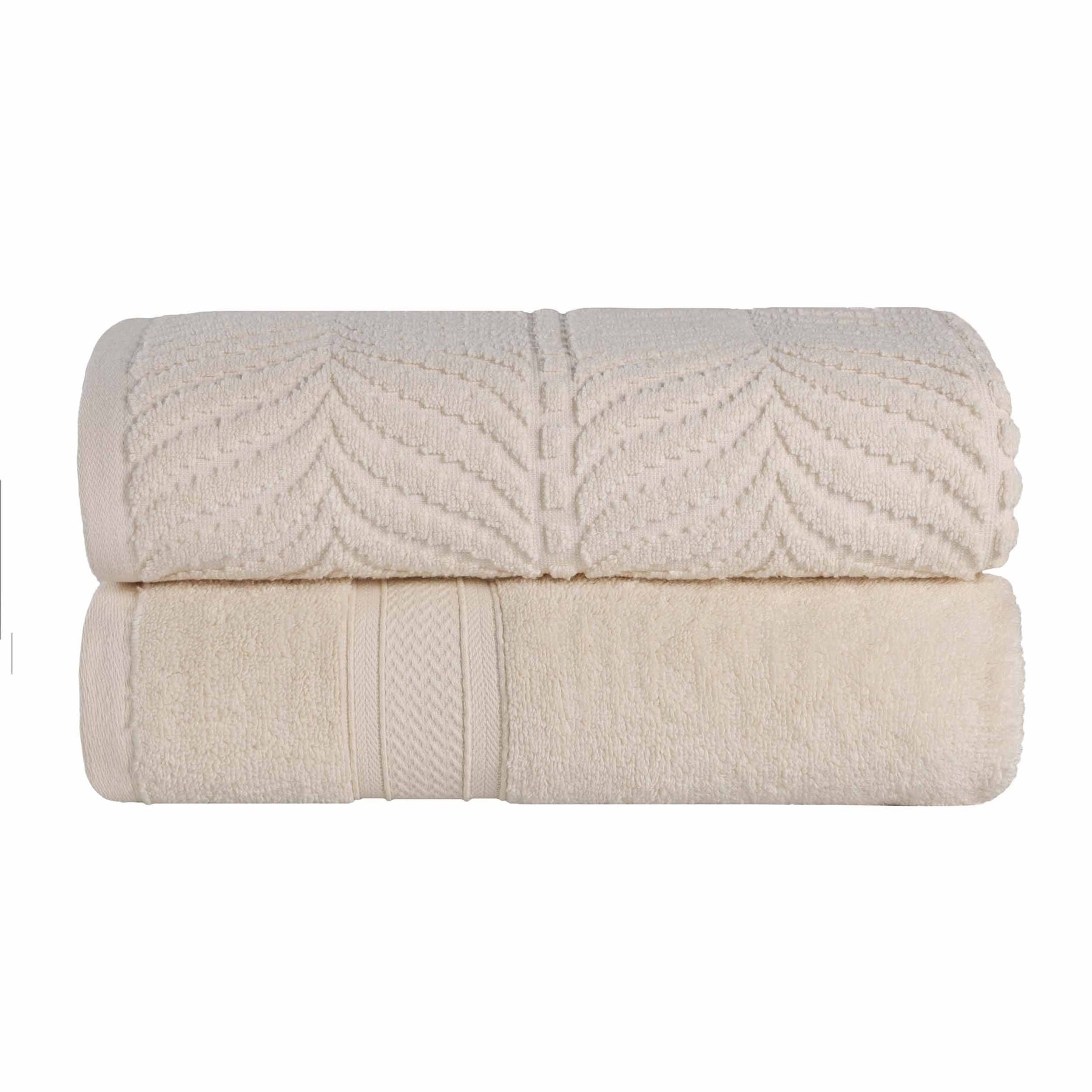 Chevron Zero Twist Solid and Jacquard Soft Cotton Bath Sheet Set of 2