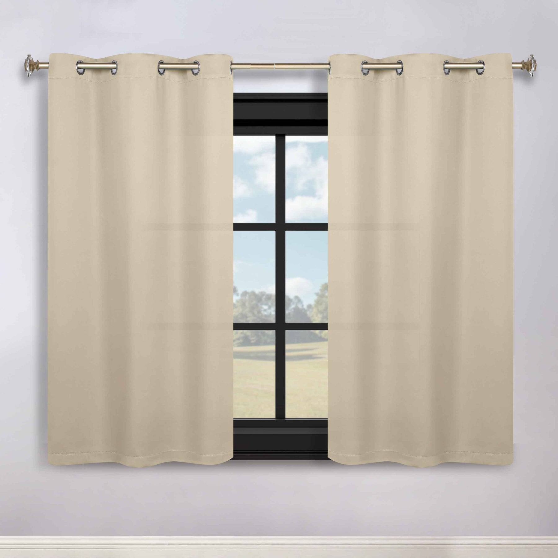 Classic Modern Solid Room Darkening Blackout Curtain Panels, Set of 2
