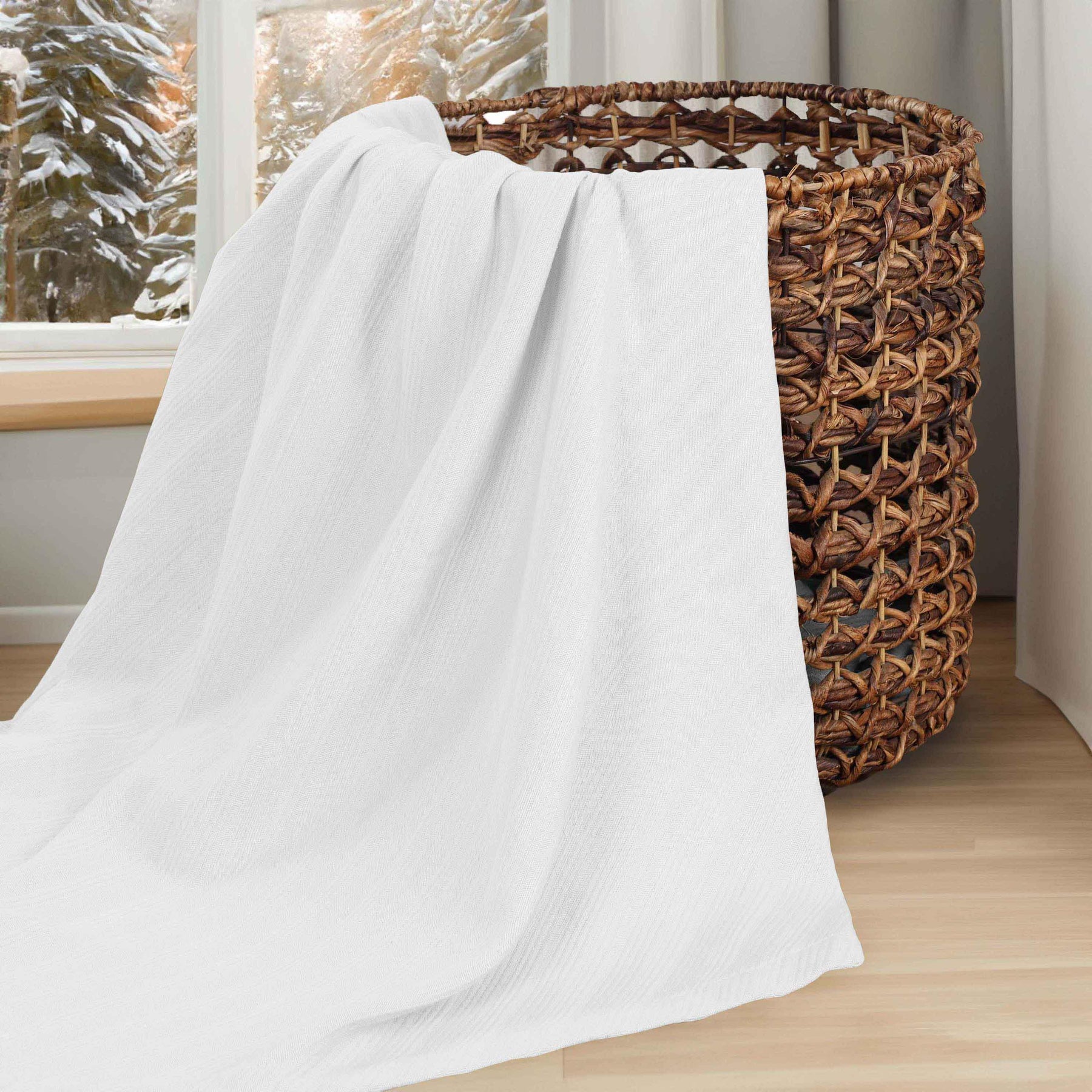 Milan Cotton Textured Jacquard Striped Lightweight Woven Blanket