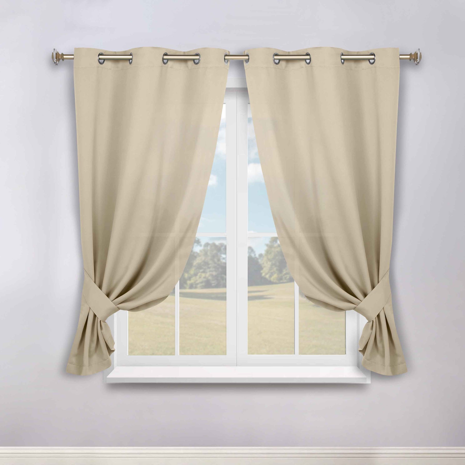Classic Modern Solid Room Darkening Blackout Curtain Panels, Set of 2