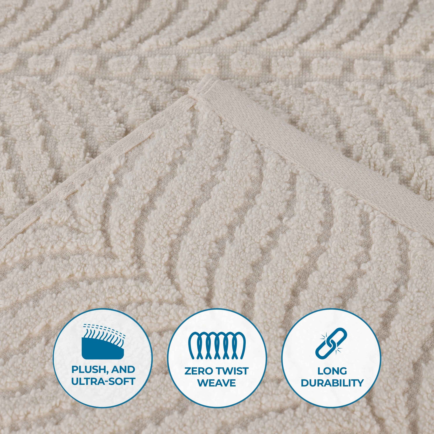 Chevron Zero Twist Solid and Jacquard Soft Cotton 12 Piece Towel Set