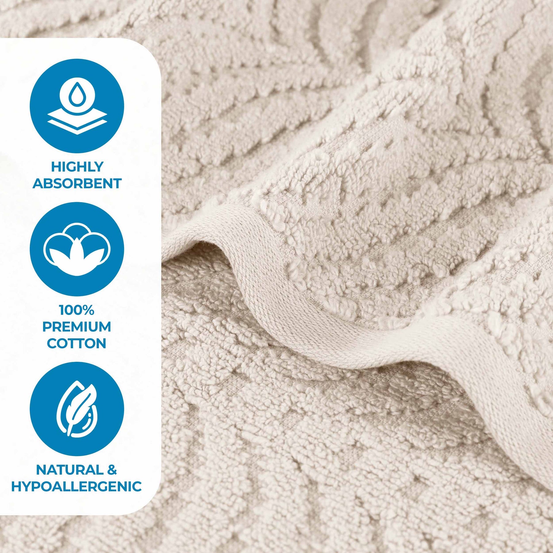 Chevron Zero Twist Solid and Jacquard Soft Cotton Bath Towel Set of 4