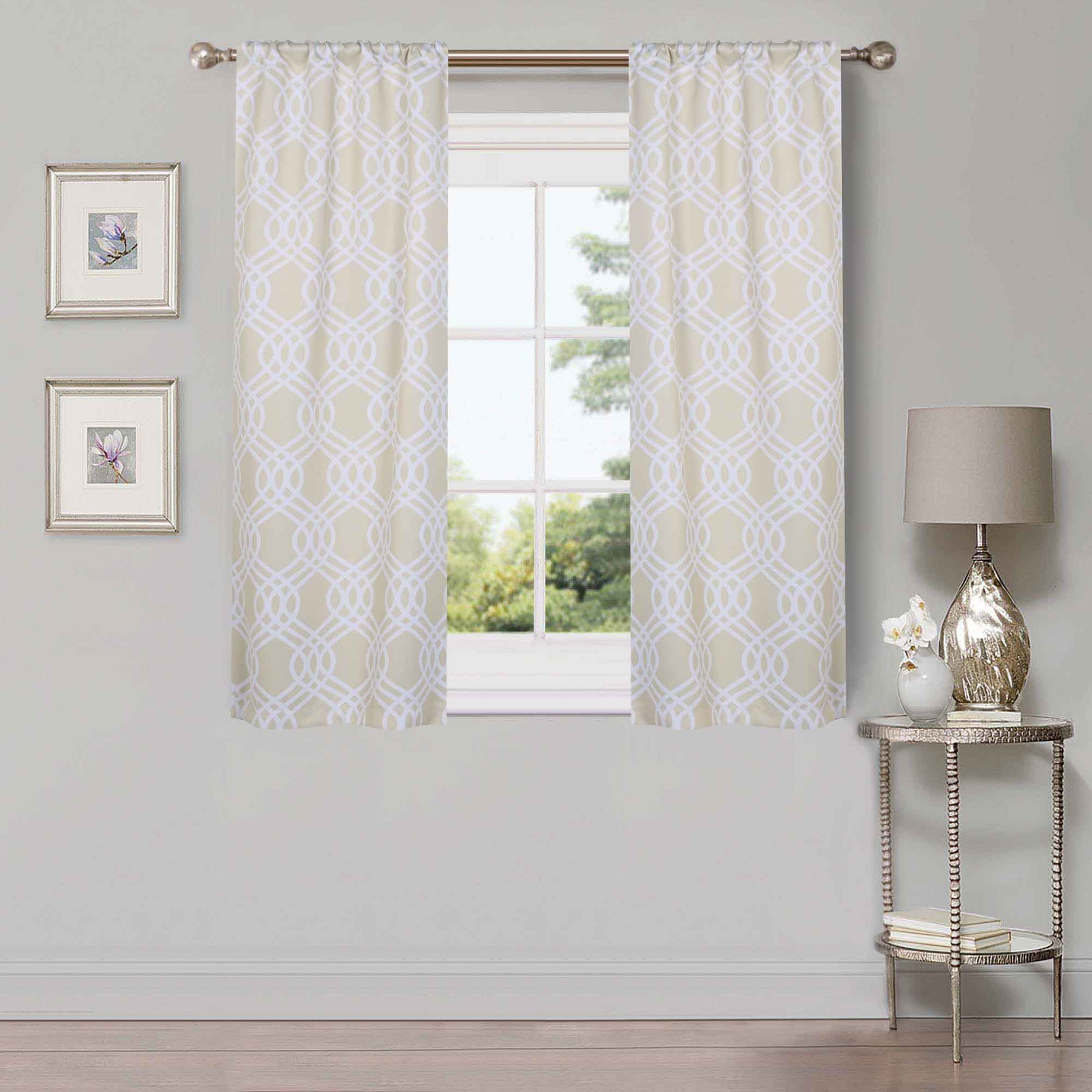 Ribbon Trellis Washable Room Darkening Blackout Curtains, Set of 2