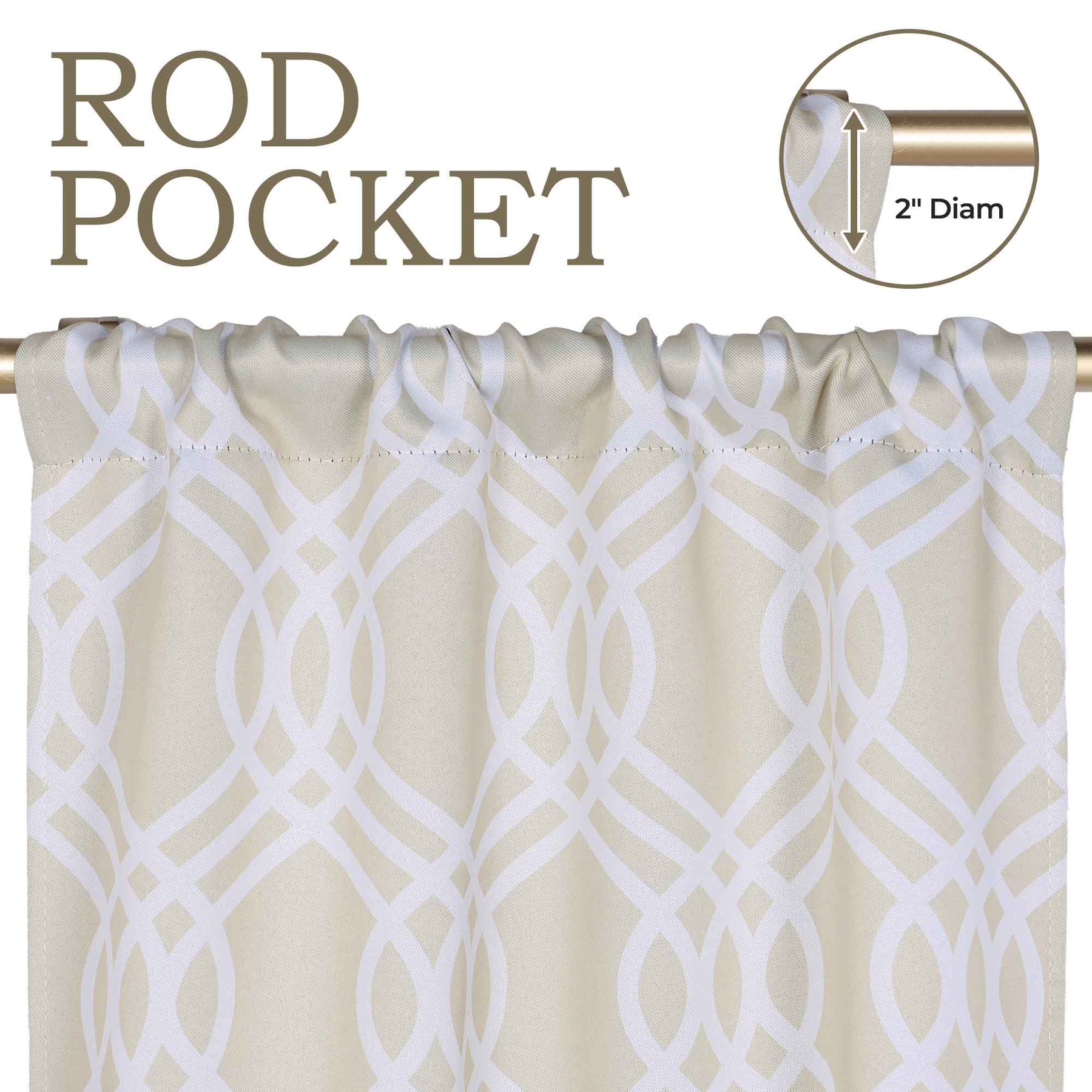 Ribbon Trellis Washable Room Darkening Blackout Curtains, Set of 2