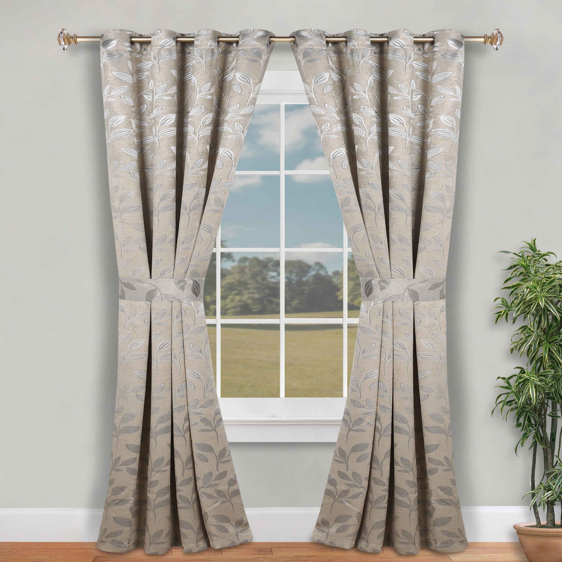 Leaves Room Darkening Washable Blackout Curtain Panels, Set of 2