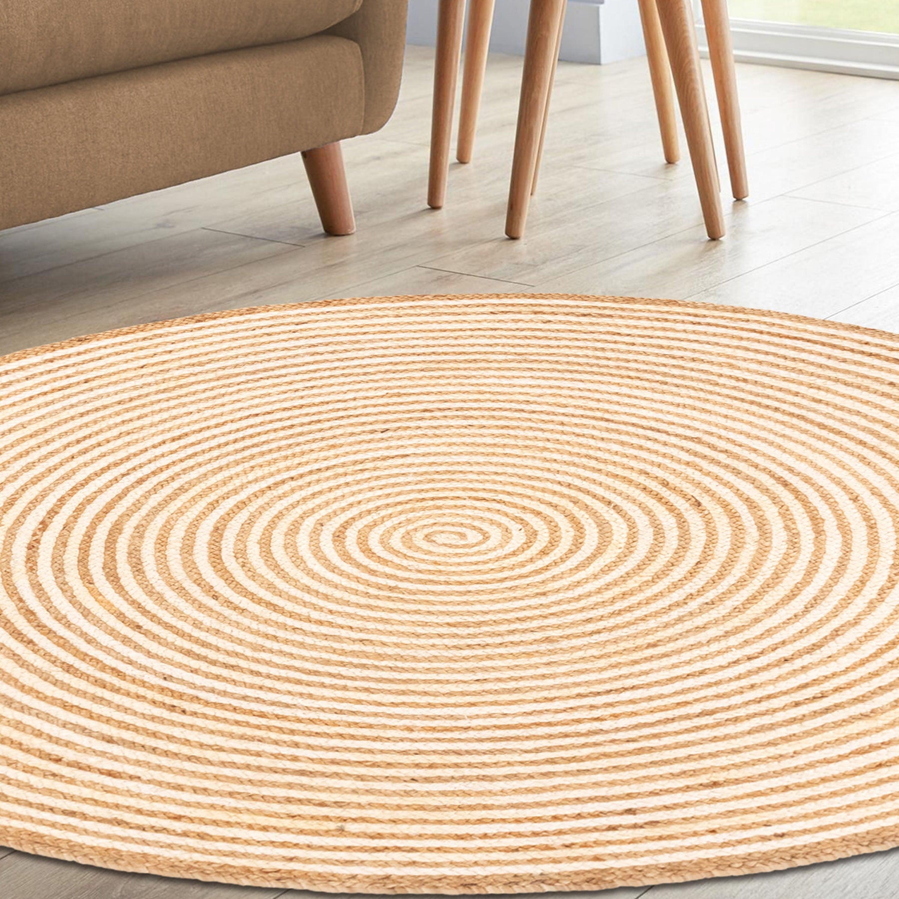 Braided Jute Reversible Round Indoor Outdoor Area Rug
