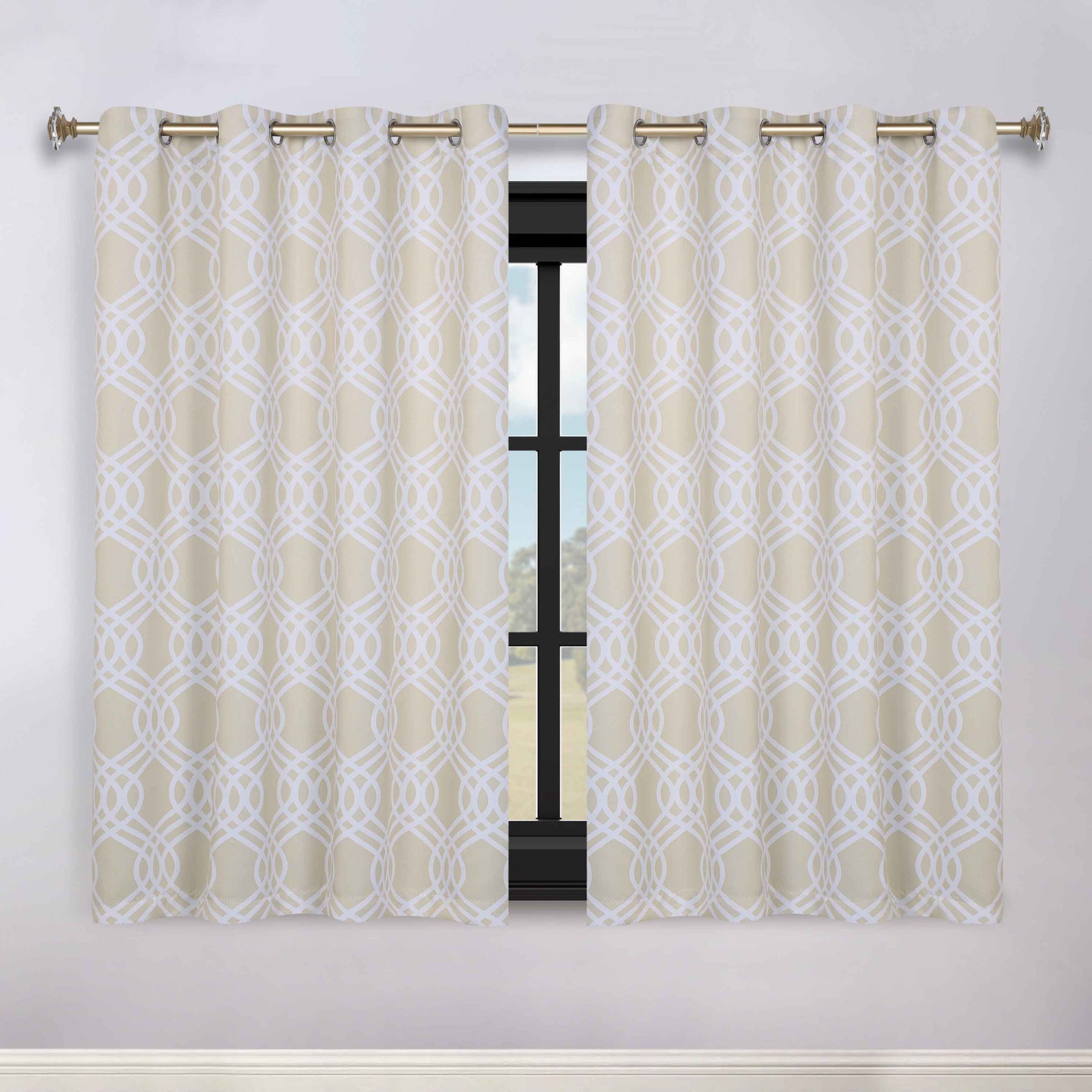 Ribbon Trellis Washable Room Darkening Blackout Curtains, Set of 2