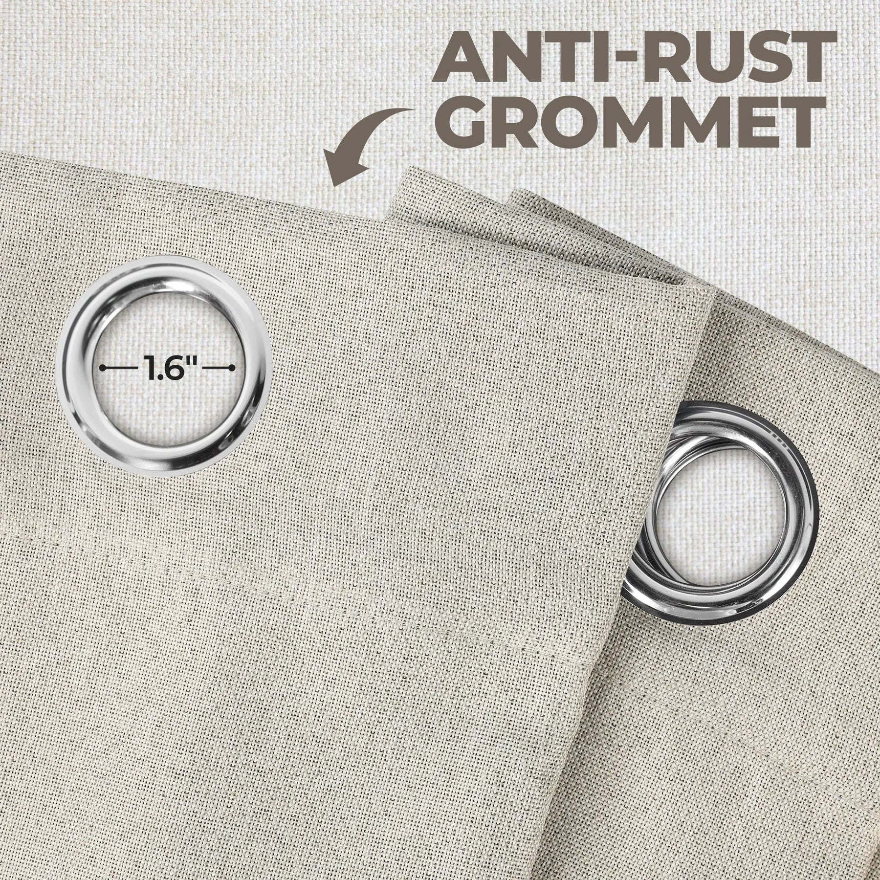 Linen Washable Room Darkening Blackout Curtains, Set of 2