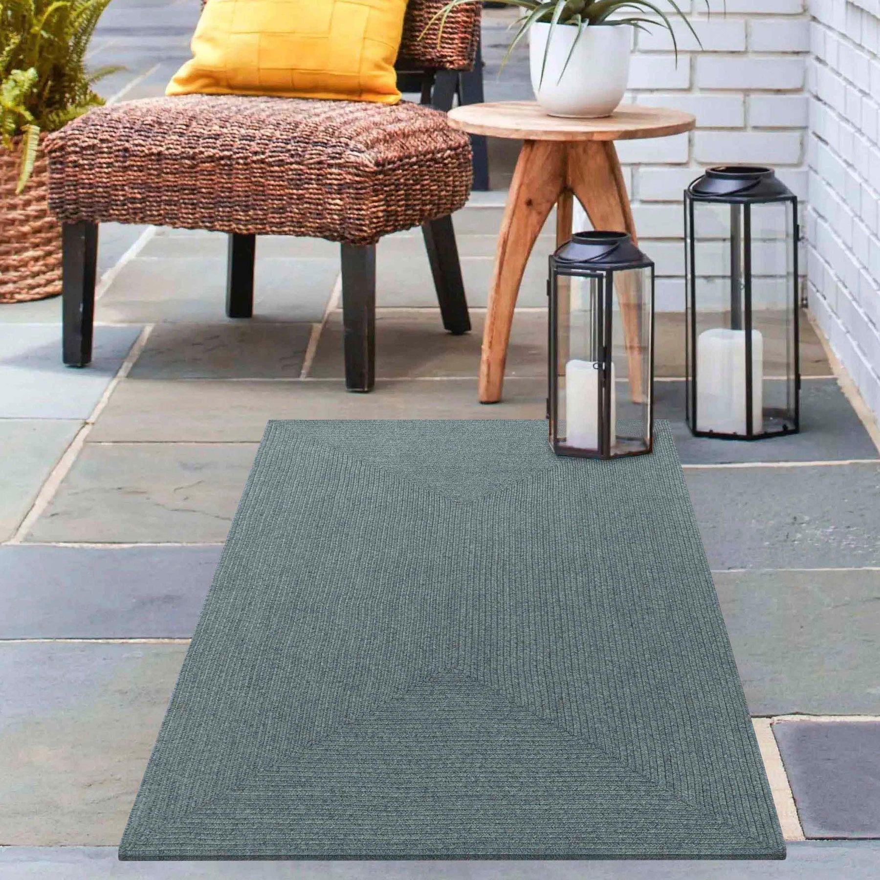 Bohemian Indoor Outdoor Rugs Solid Rectangle Braided Area Rug