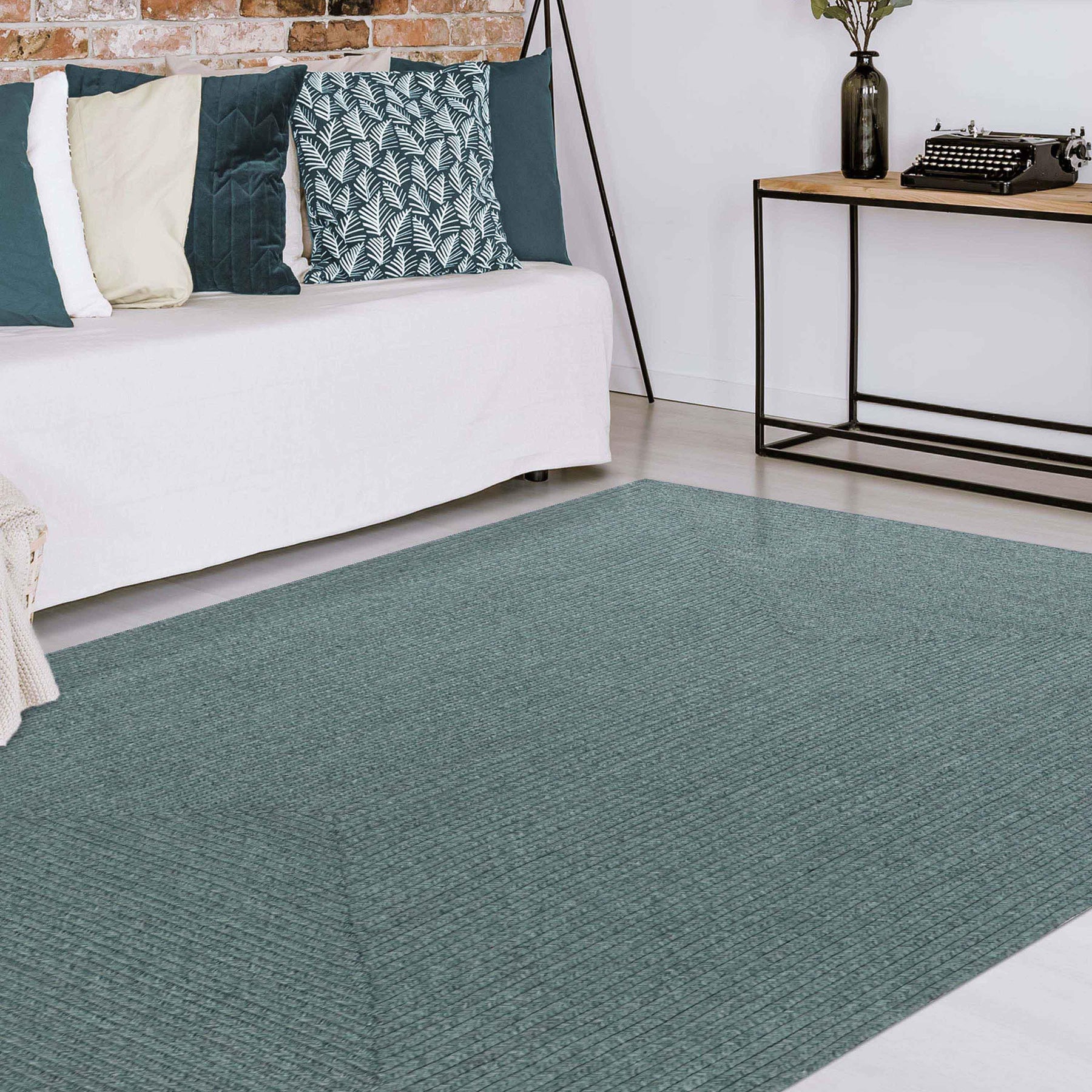 Bohemian Indoor Outdoor Rugs Solid Rectangle Braided Area Rug