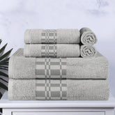 Larissa Cotton Geometric Border 6 Piece Assorted Towel Set