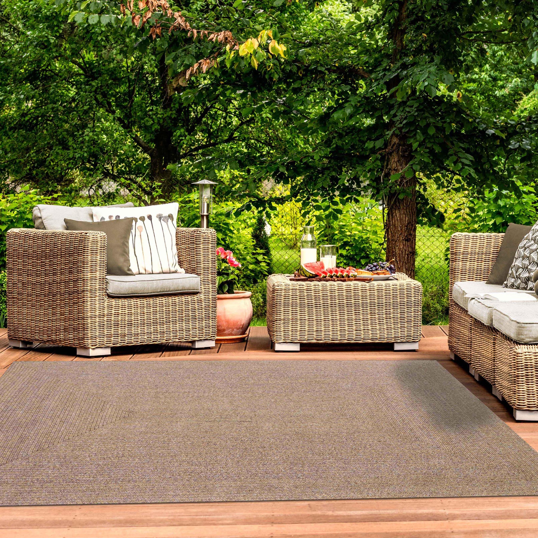 Bohemian Indoor Outdoor Rugs Solid Rectangle Braided Area Rug