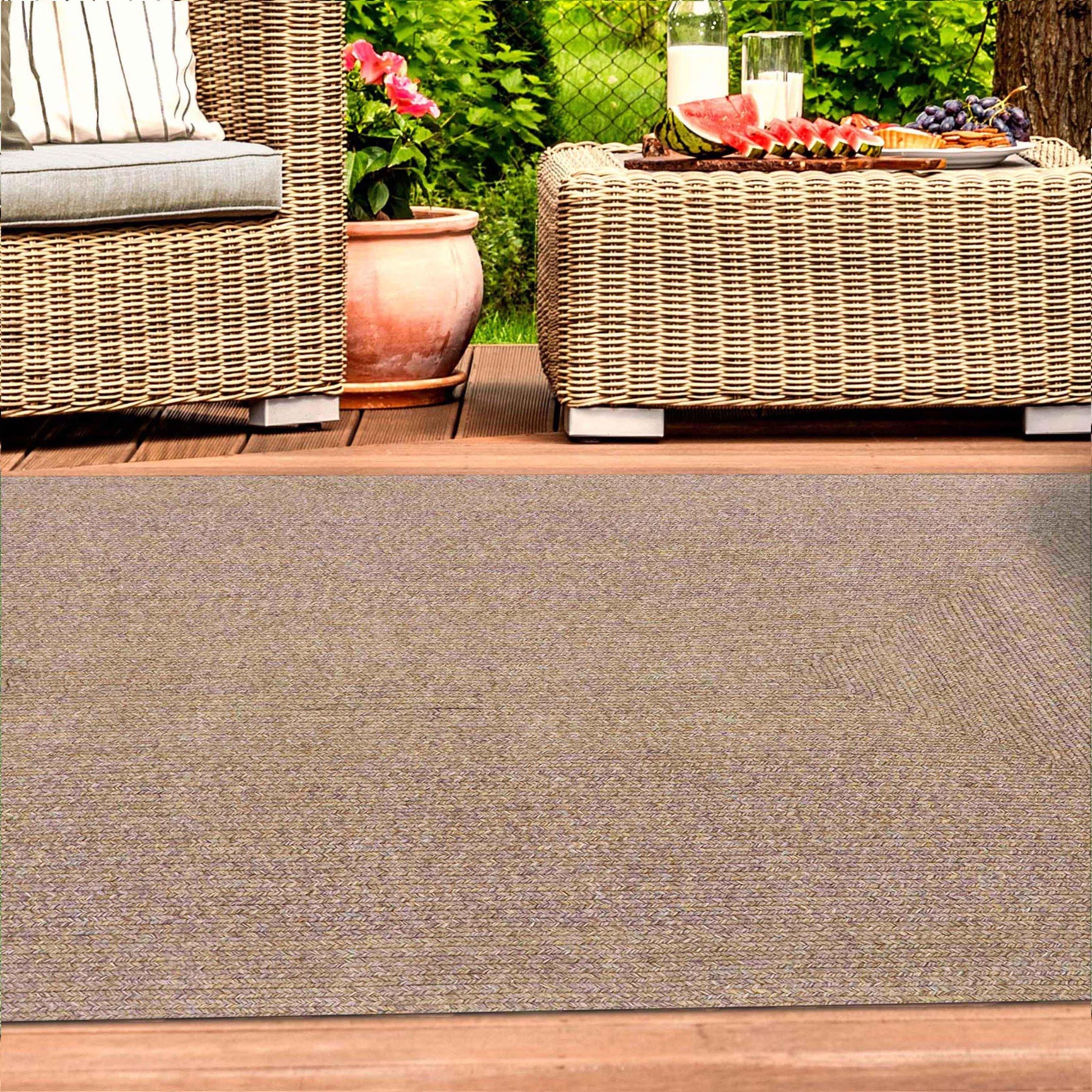 Bohemian Indoor Outdoor Rugs Solid Rectangle Braided Area Rug