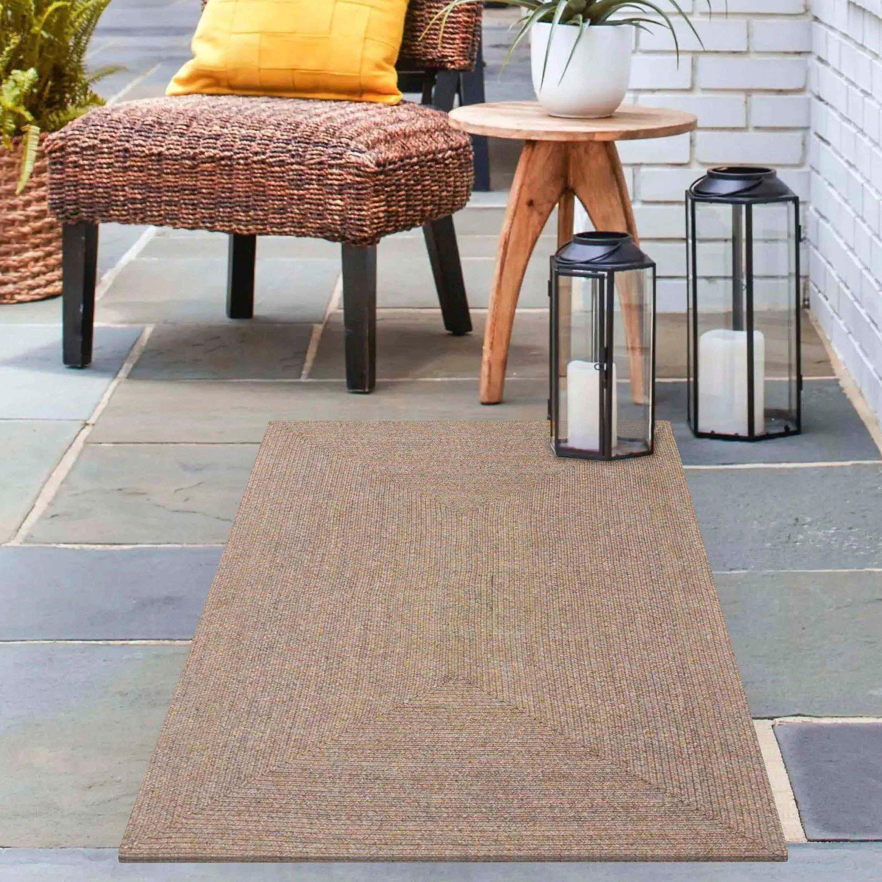 Bohemian Indoor Outdoor Rugs Solid Rectangle Braided Area Rug