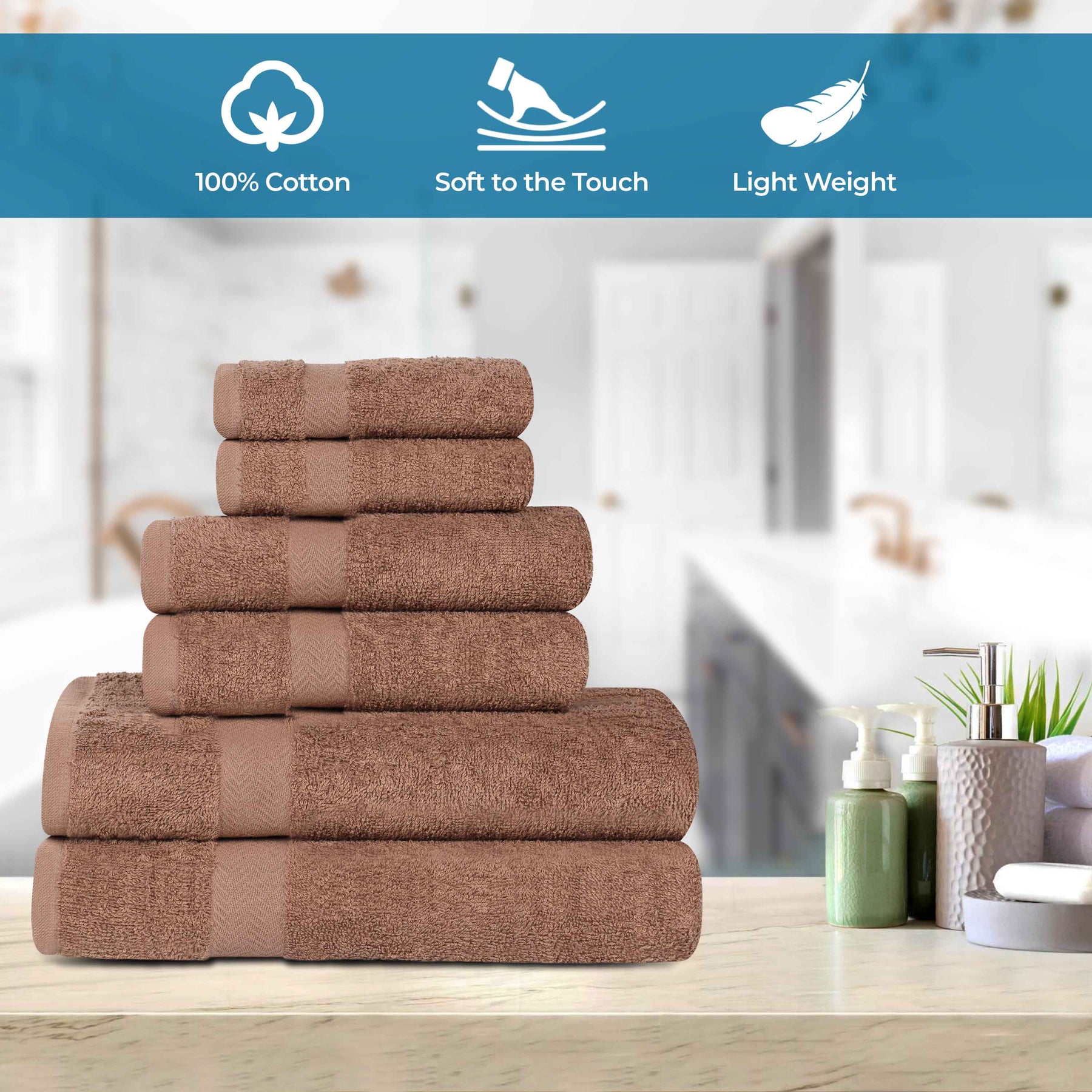 Cotton Highly Absorbent Eco-Friendly Quick Dry 4 Piece Bath Towel Set