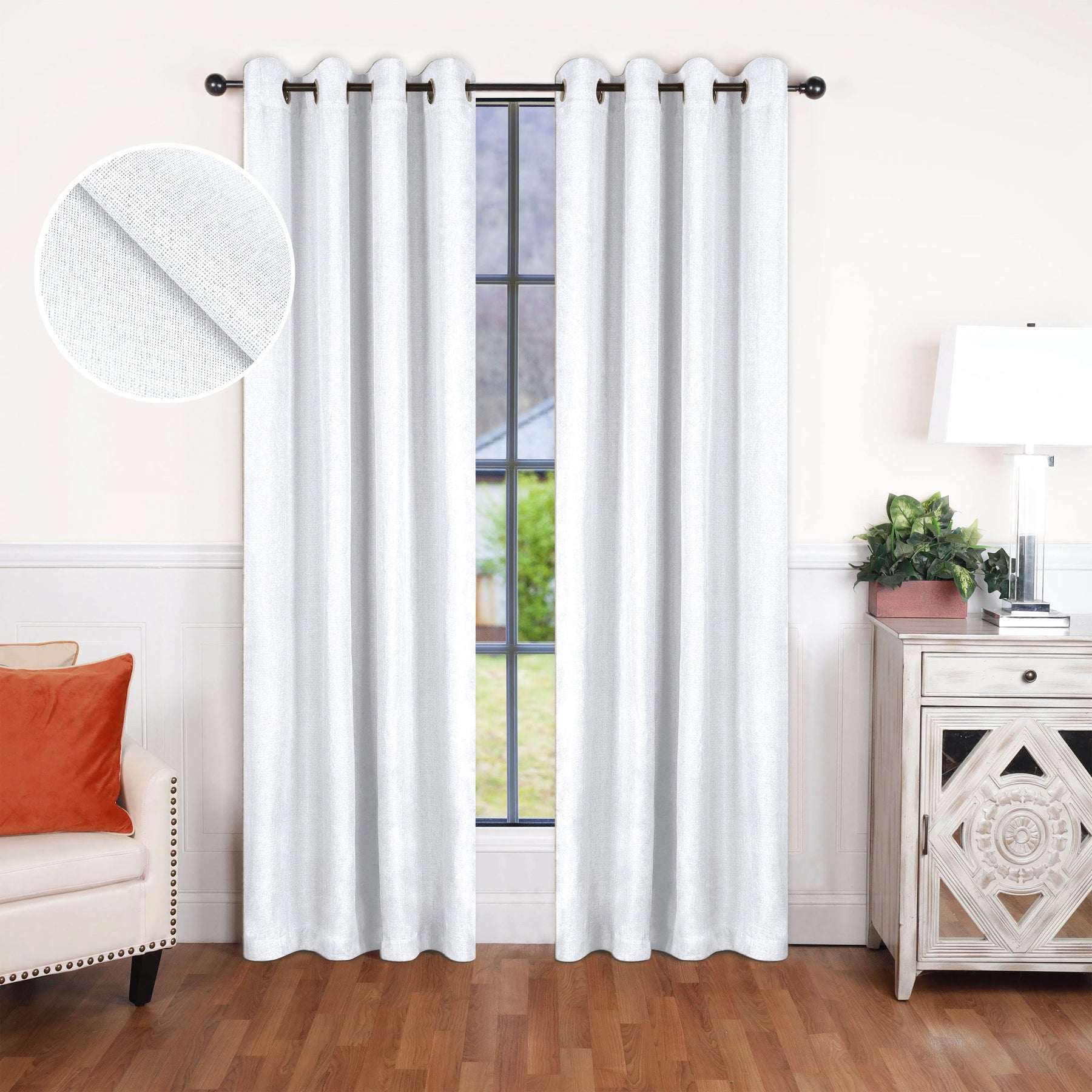 Linen Washable Room Darkening Blackout Curtains, Set of 2
