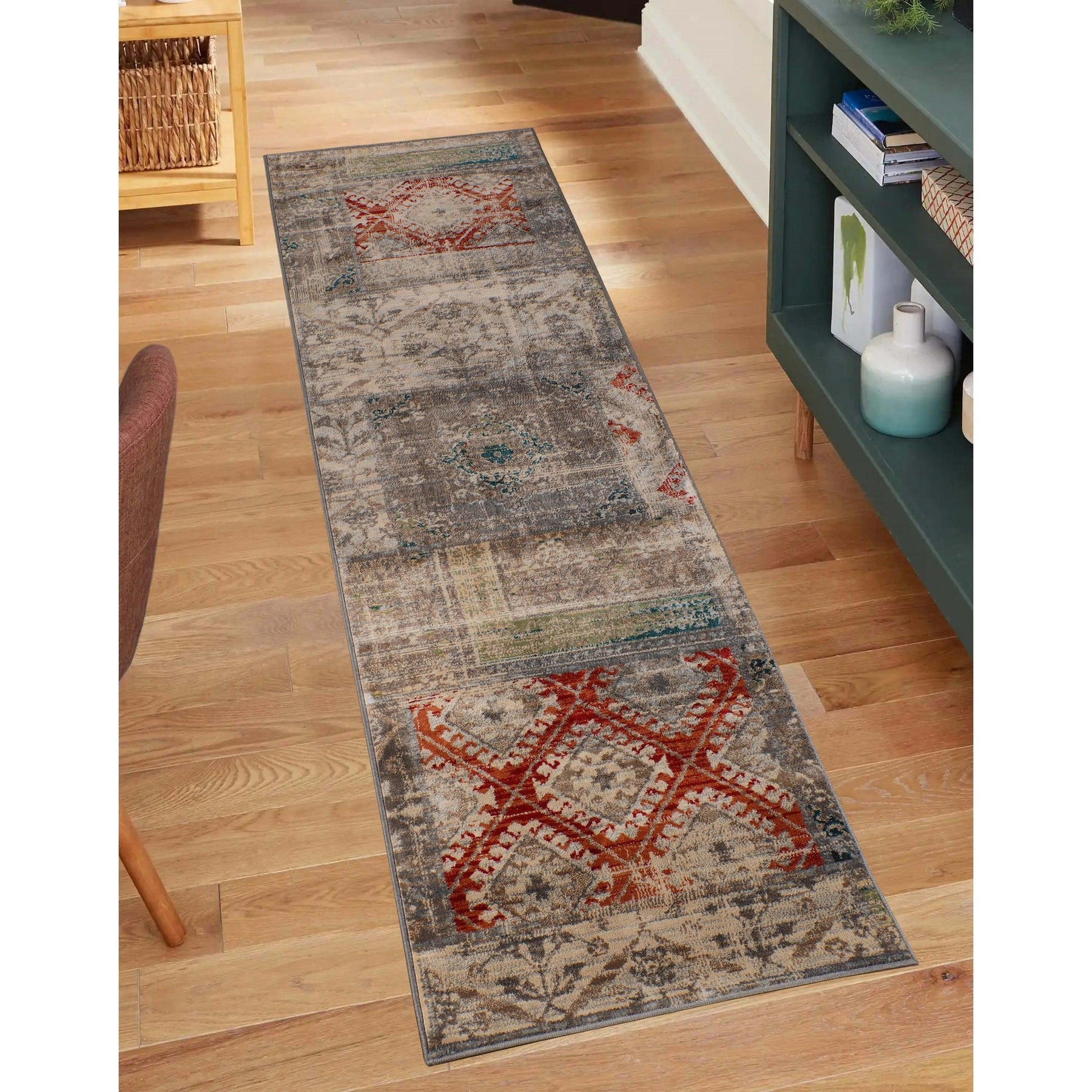 Distressed Patchwork Medallion Lattice Area Rugs Or Runner Rug