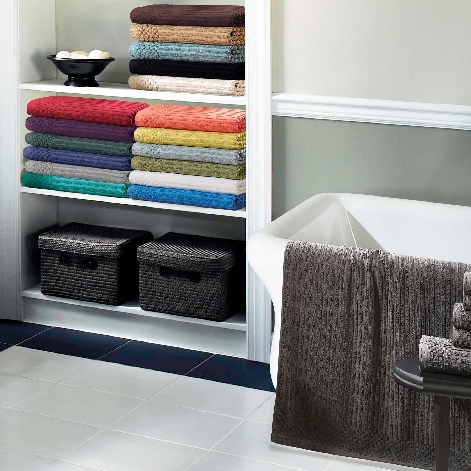 Soho Ribbed Cotton Absorbent 2 Piece Bath Sheet Towel Set