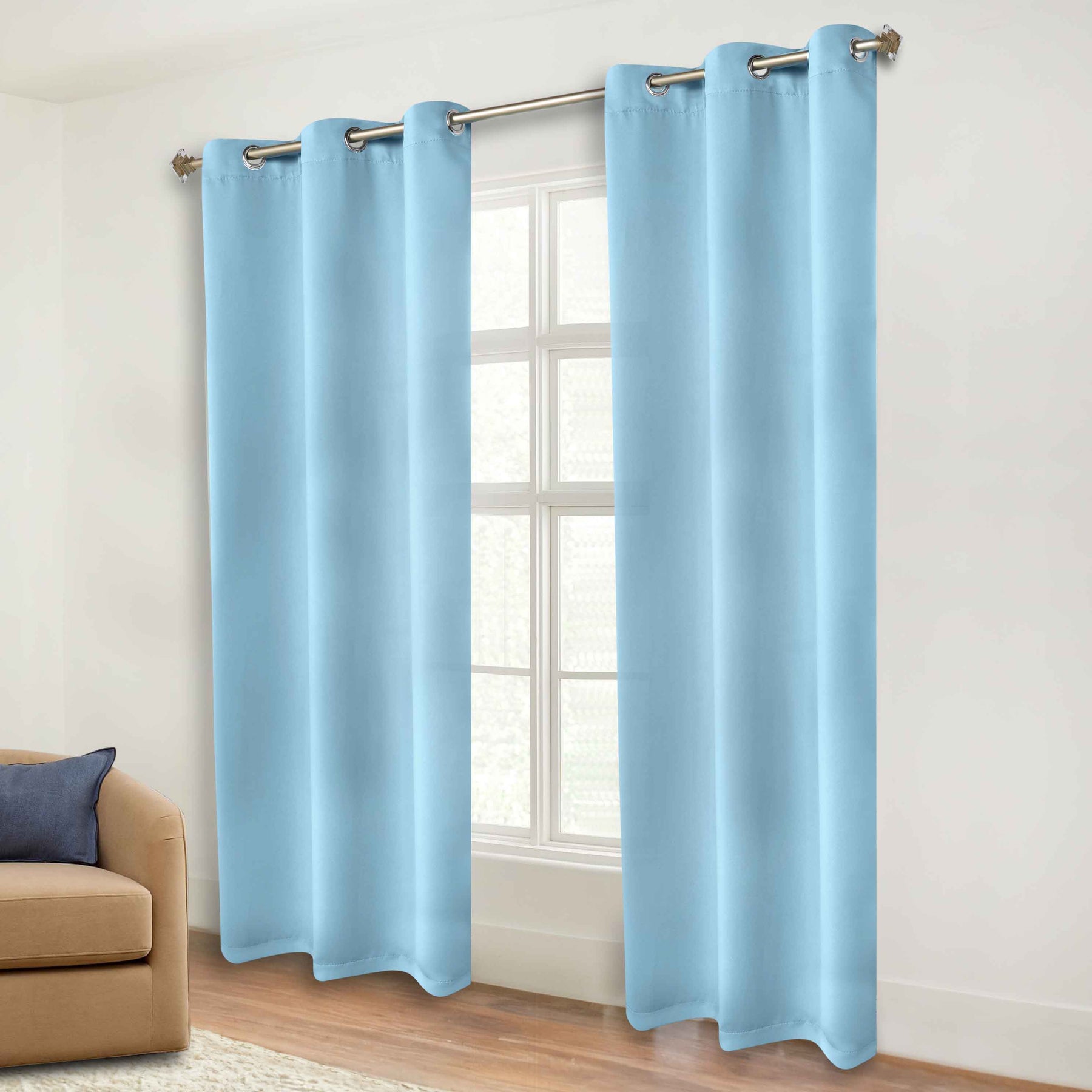 Classic Modern Solid Room Darkening Blackout Curtain Panels, Set of 2