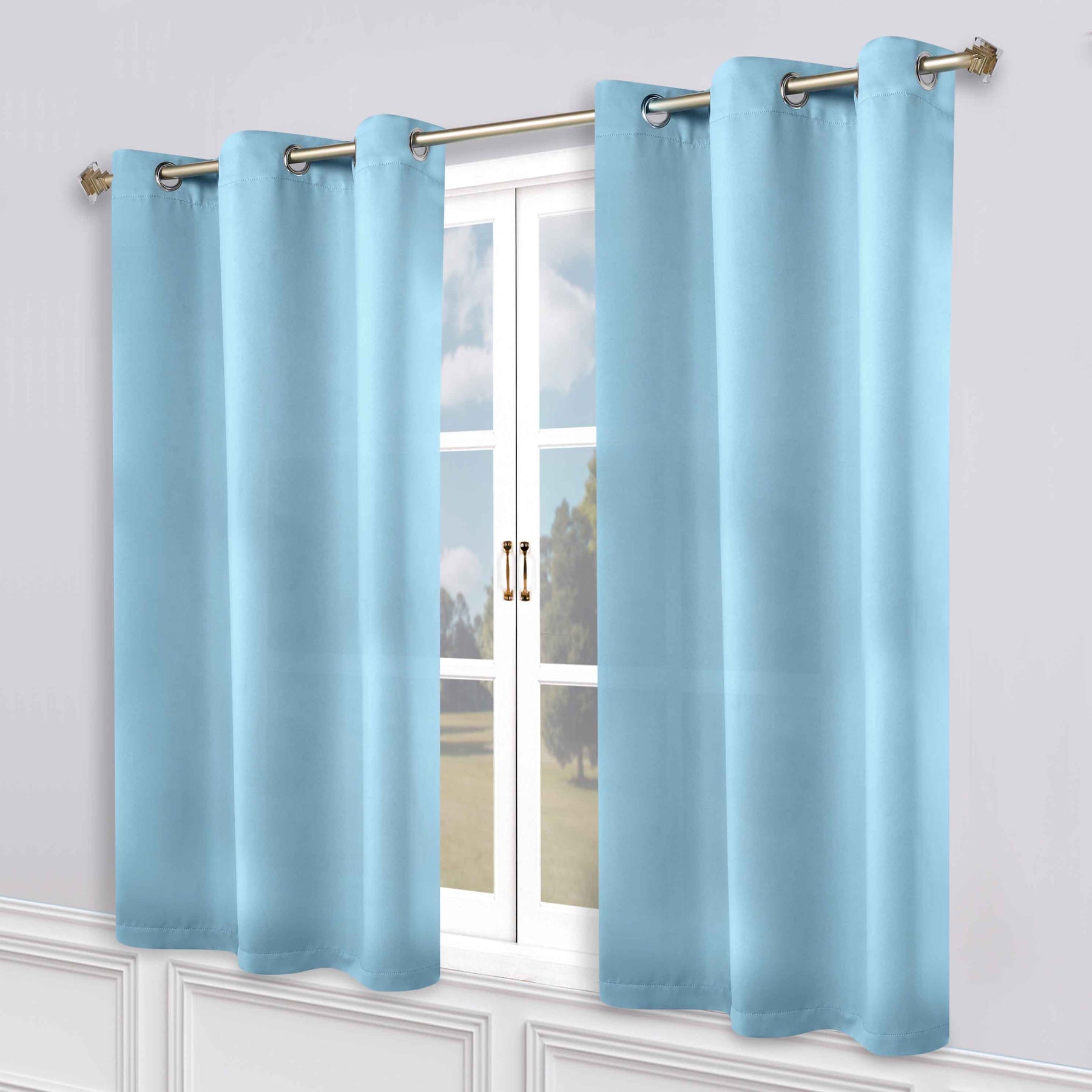 Classic Modern Solid Room Darkening Blackout Curtain Panels, Set of 2