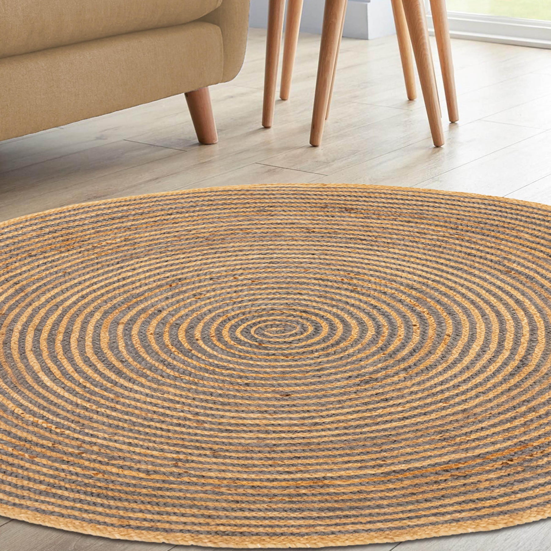 Braided Jute Reversible Round Indoor Outdoor Area Rug