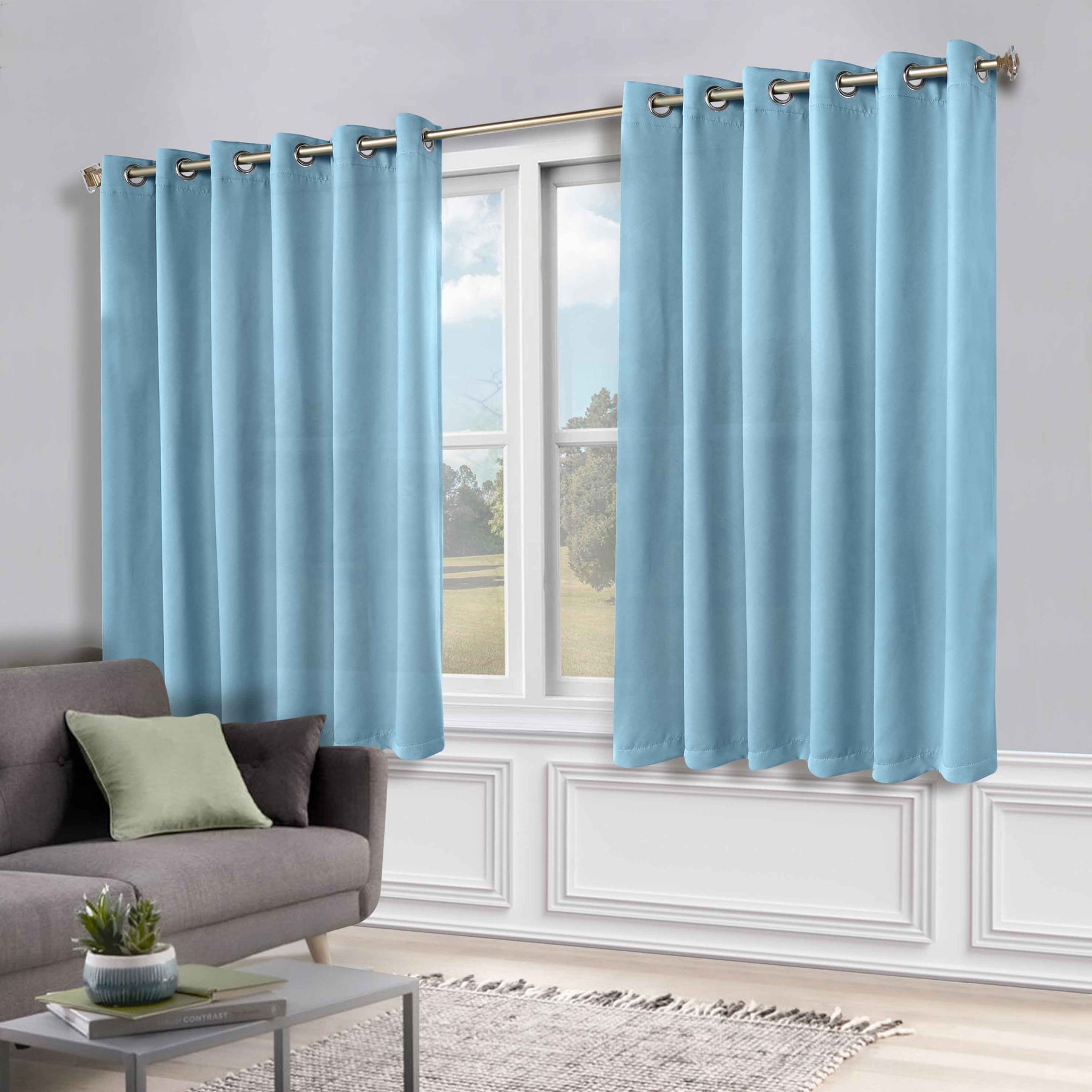 Classic Modern Solid Room Darkening Blackout Curtain Panels, Set of 2