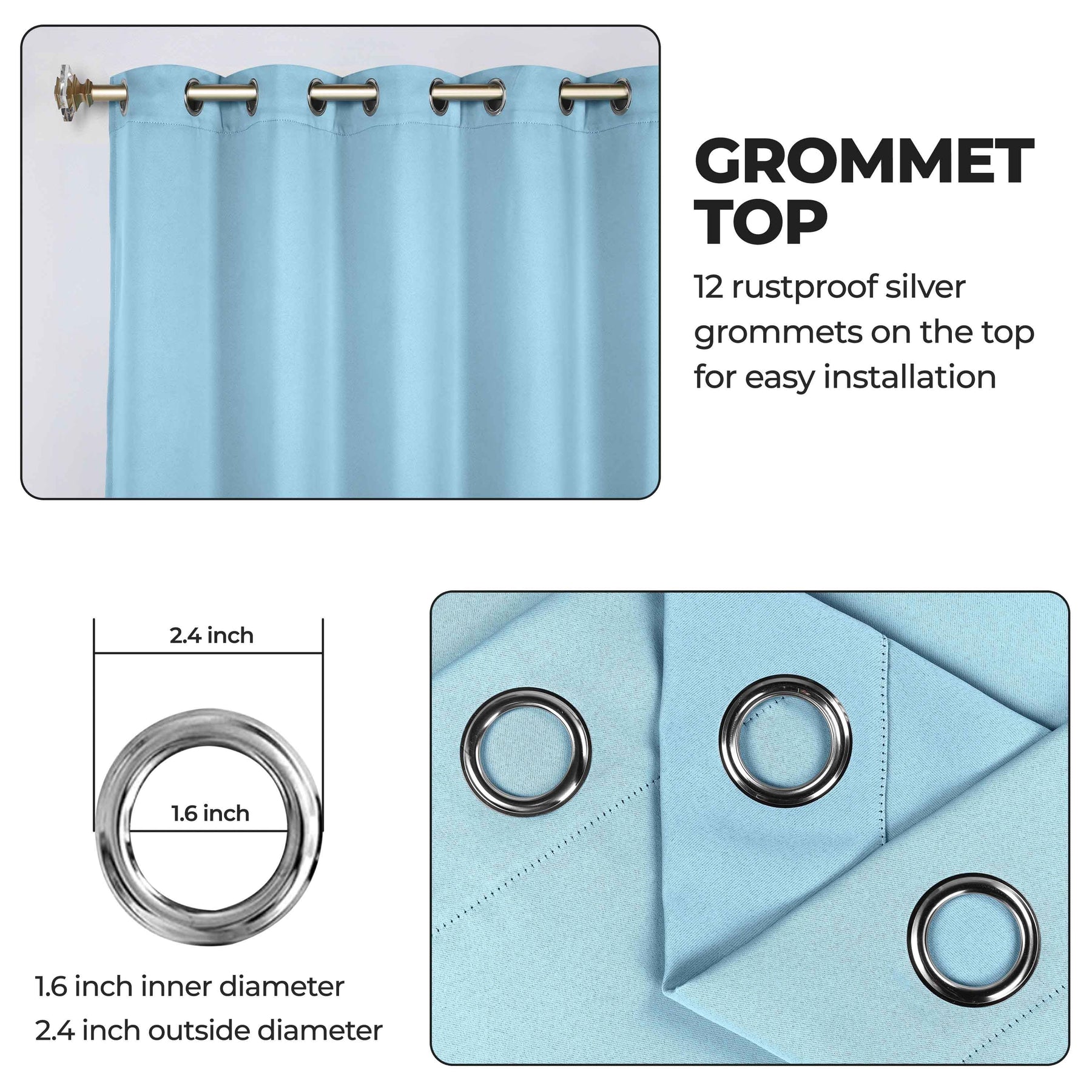 Classic Modern Solid Room Darkening Blackout Curtain Panels, Set of 2
