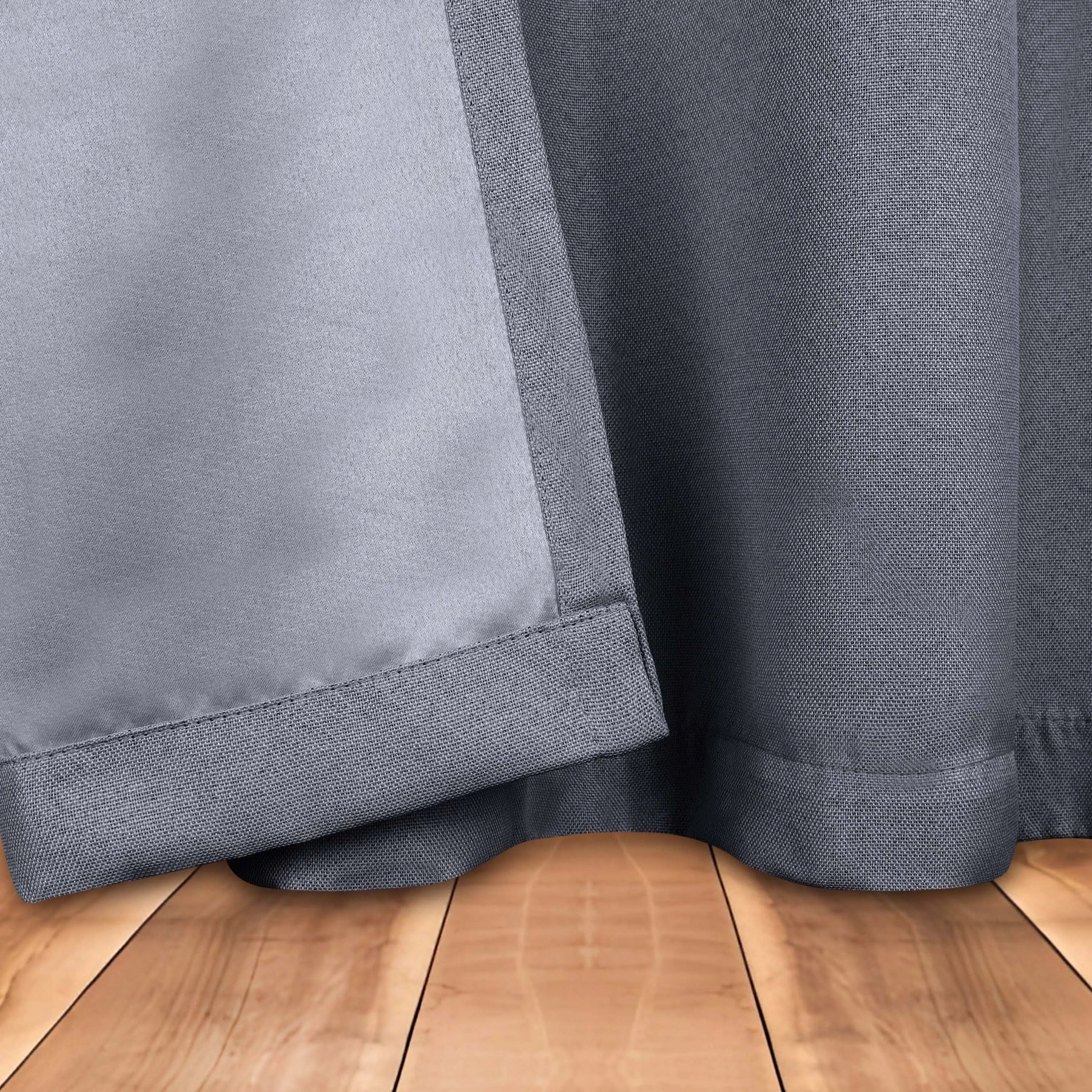 Linen Pattern Washable Room Darkening Blackout Curtains, Set of 2