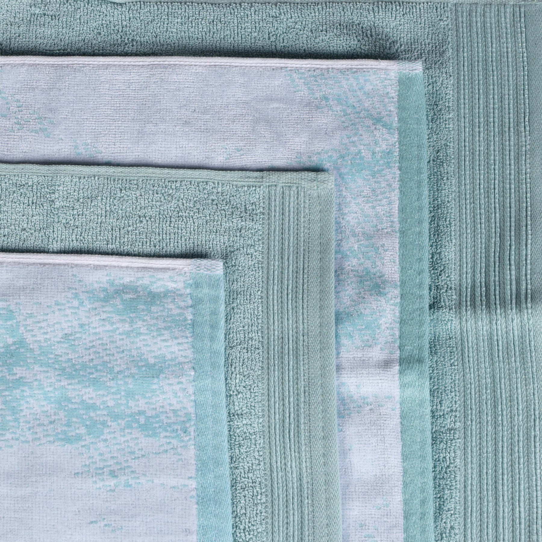 Cotton Marble and Solid Medium Weight Face Towel/ Washcloth Set of 12