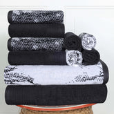 Cotton Marble and Solid Quick Dry 10 Piece Assorted Bathroom Towel Set