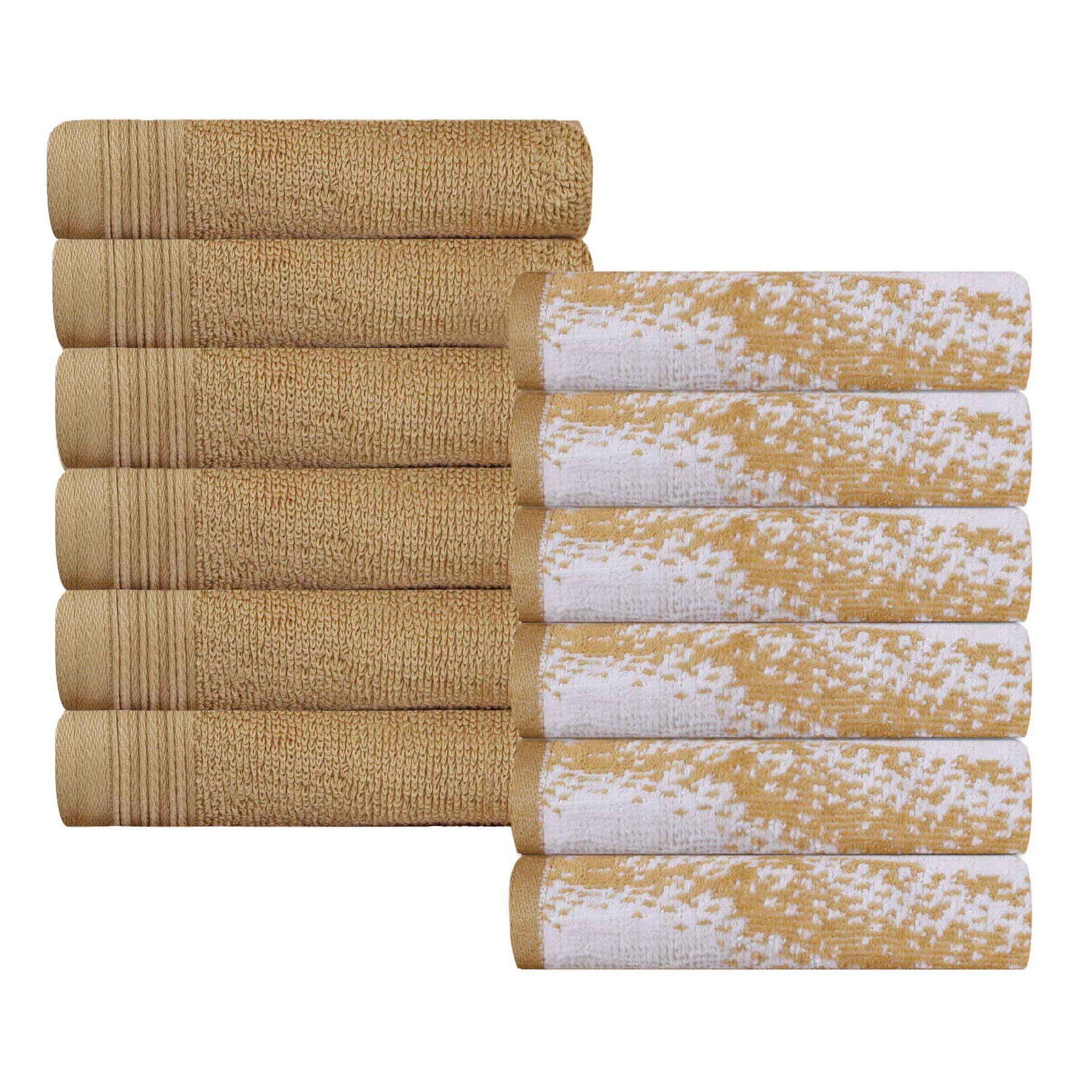 Cotton Marble and Solid Medium Weight Face Towel/ Washcloth Set of 12