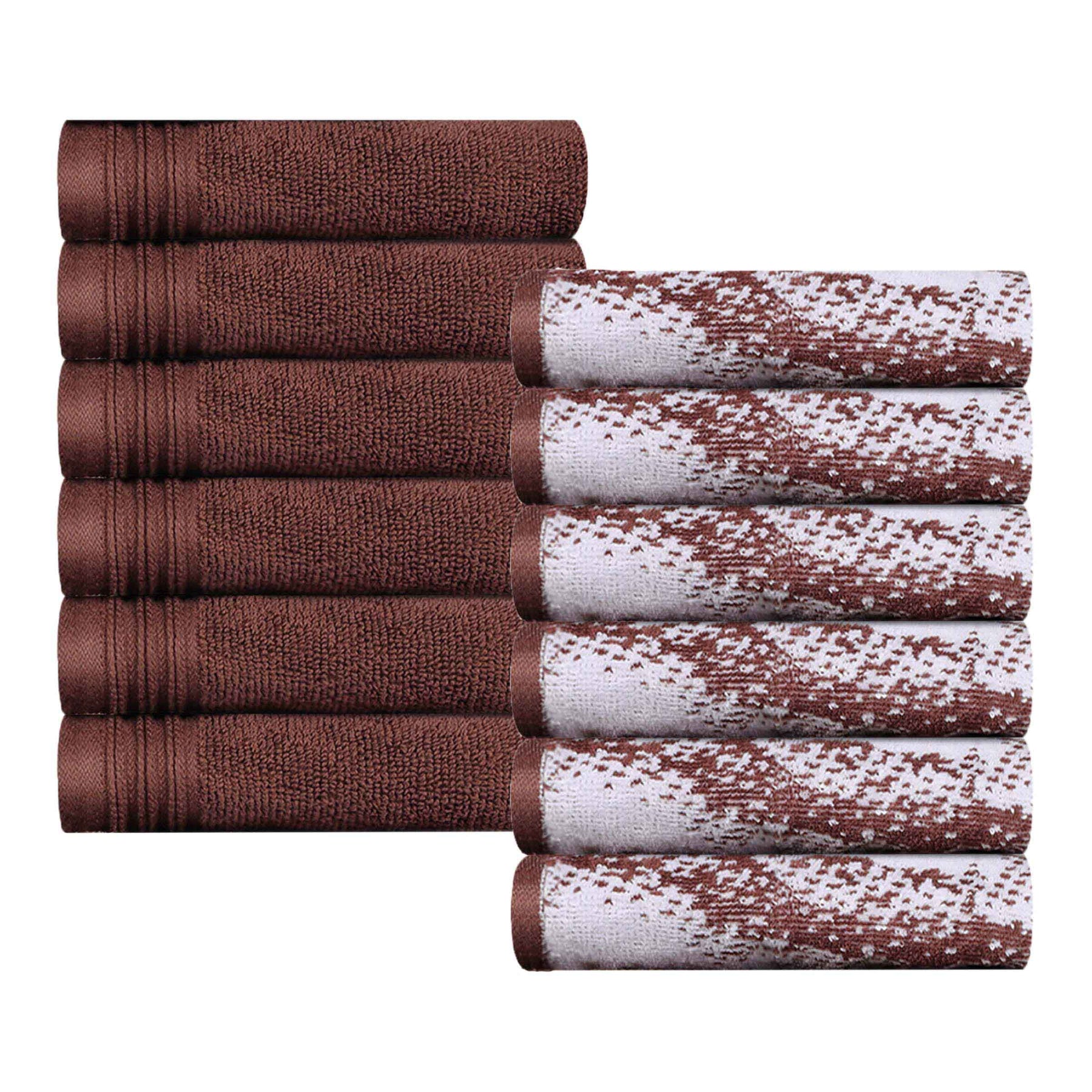 Cotton Marble and Solid Medium Weight Face Towel/ Washcloth Set of 12