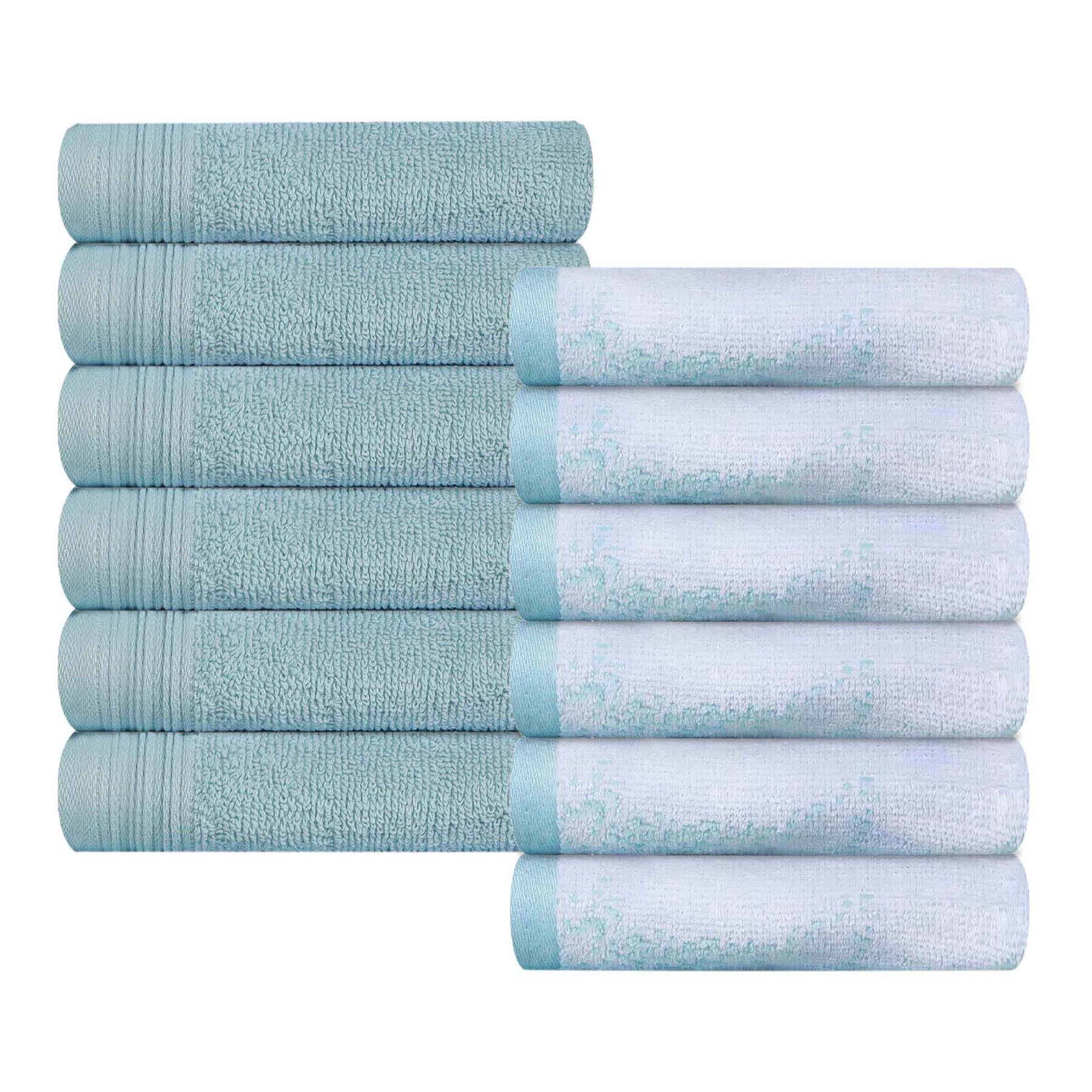 Cotton Marble and Solid Medium Weight Face Towel/ Washcloth Set of 12