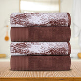 Cotton Marble Solid Jacquard Border Bath Towel Set of 4