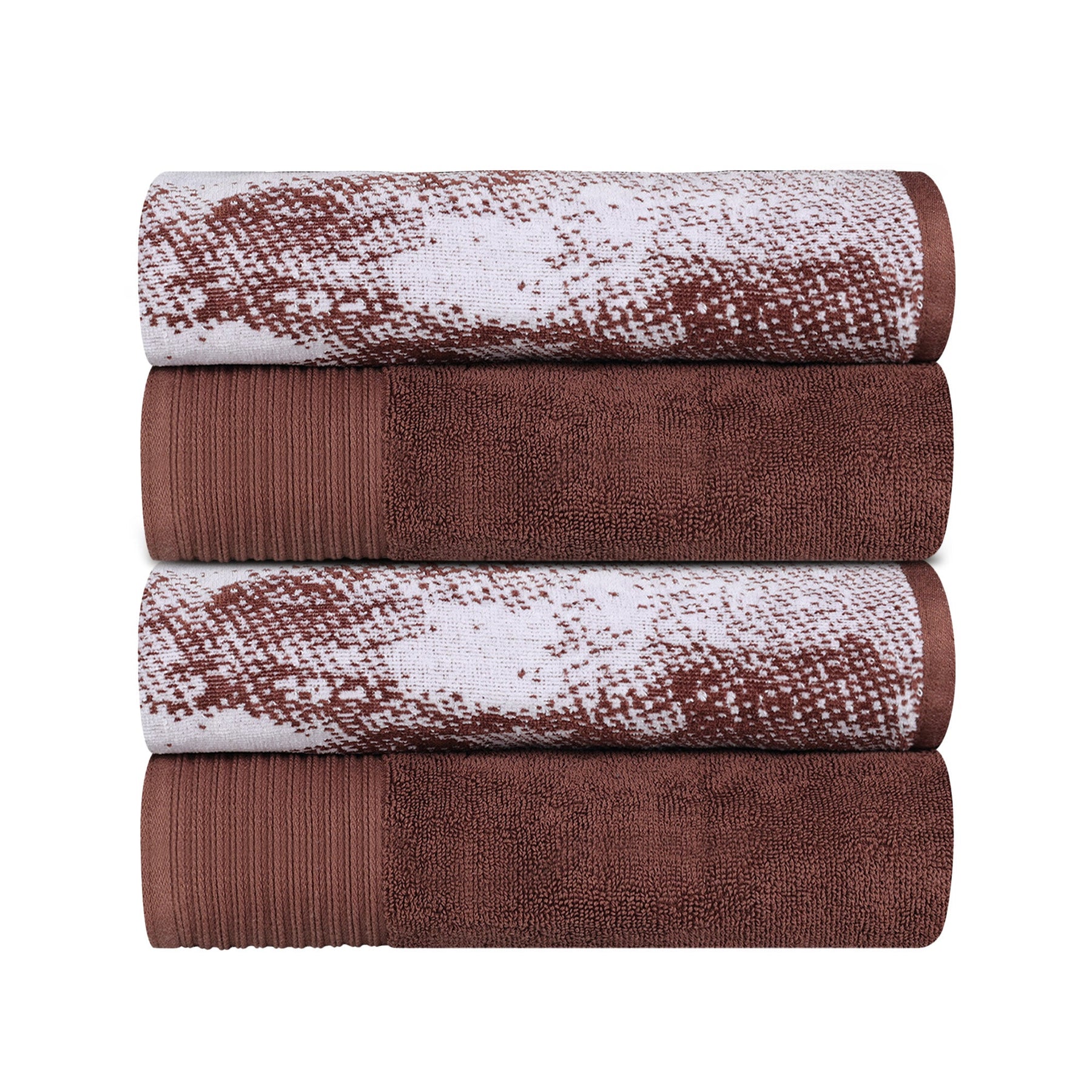 Cotton Marble Solid Jacquard Border Bath Towels Set of 4
