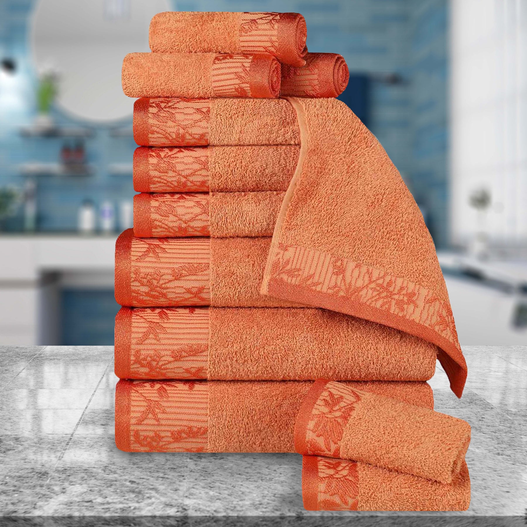 Wisteria Cotton Medium Weight Floral Jacquard 12 Piece Towel Set