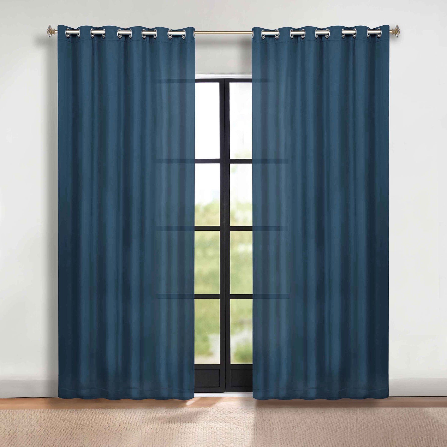 Classic Modern Solid Room Darkening Blackout Curtain Panels, Set of 2