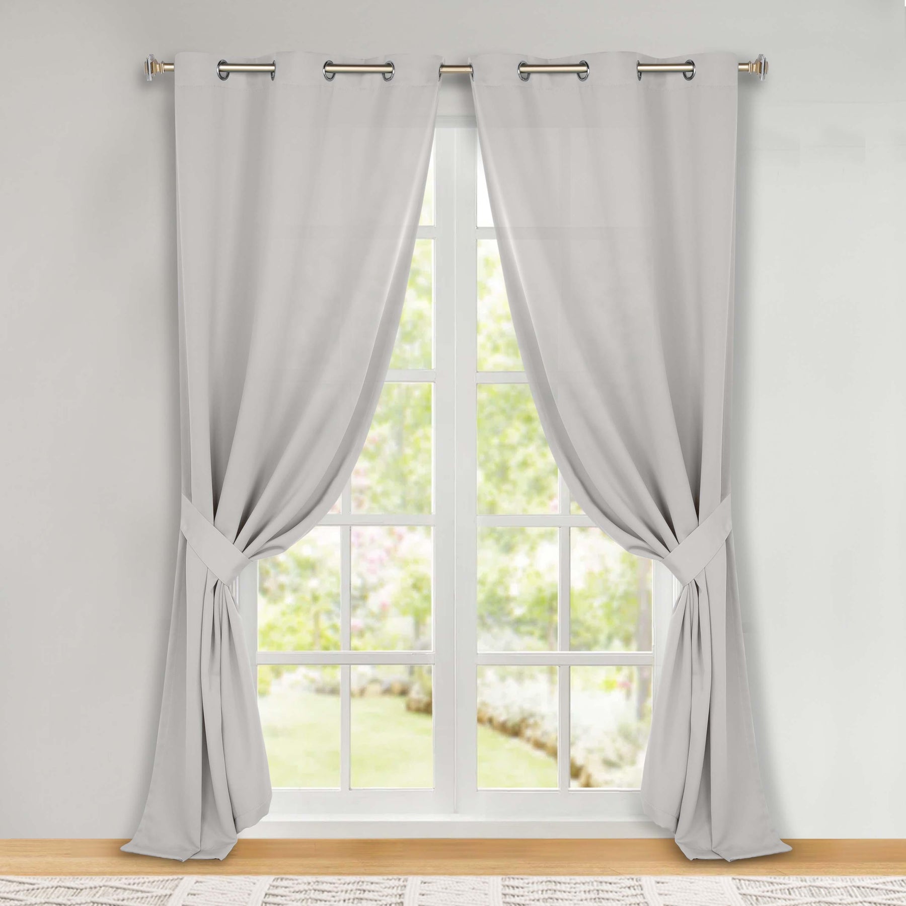 Classic Modern Solid Room Darkening Blackout Curtain Panels, Set of 2