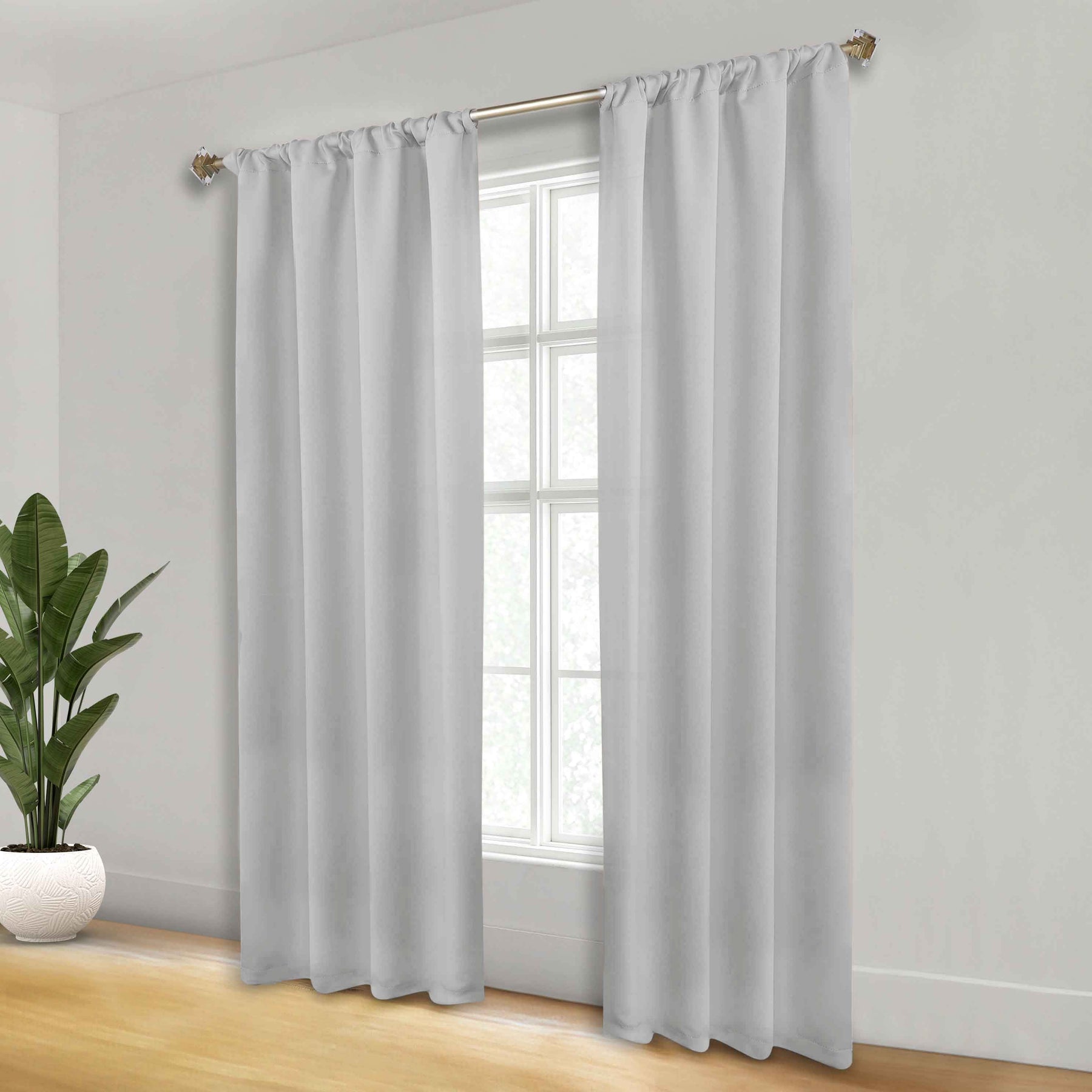 Solid Room Darkening Rod Pocket Blackout Curtain Panels, Set of 2