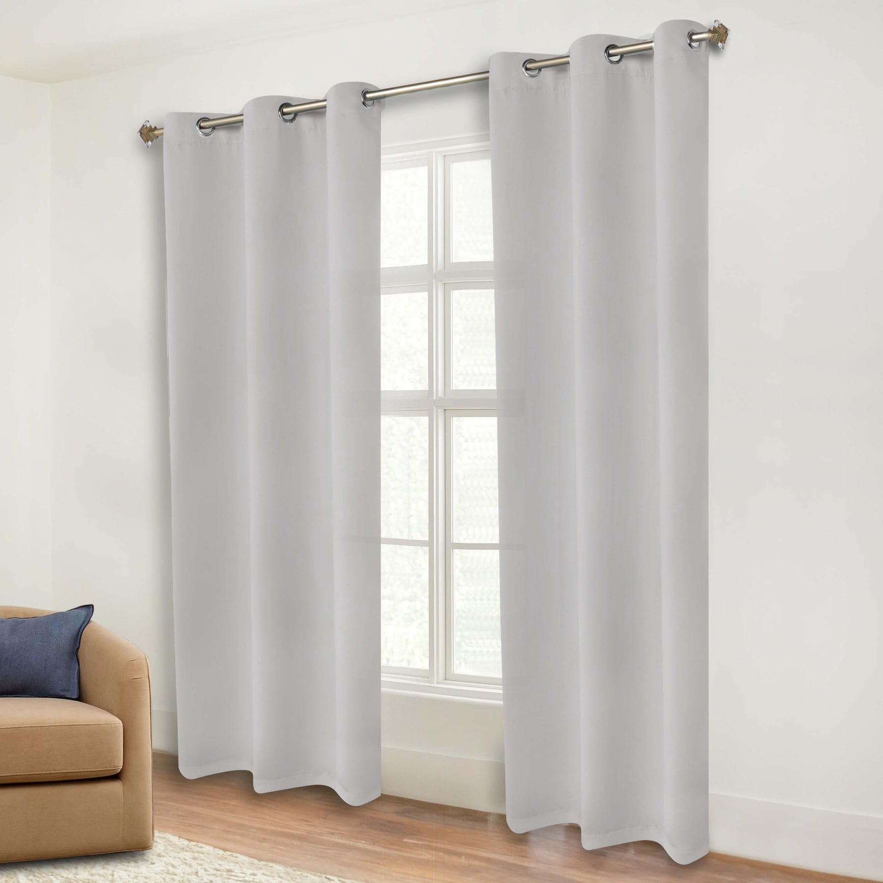 Classic Modern Solid Room Darkening Blackout Curtain Panels, Set of 2