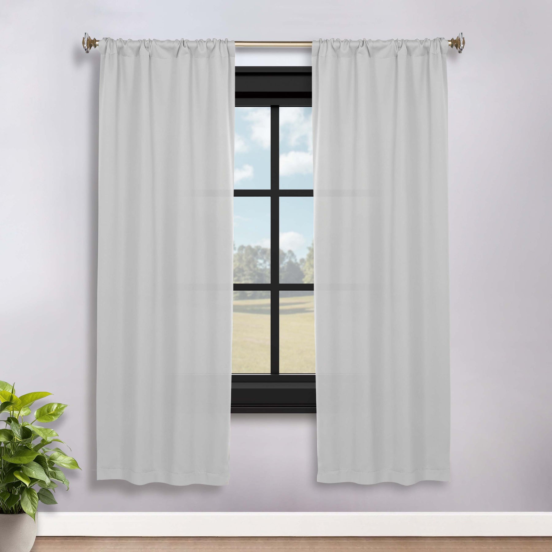 Solid Room Darkening Rod Pocket Blackout Curtain Panels, Set of 2