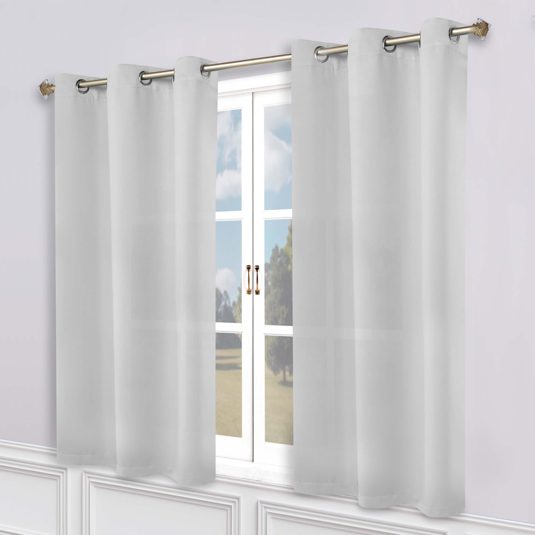 Classic Modern Solid Room Darkening Blackout Curtain Panels, Set of 2