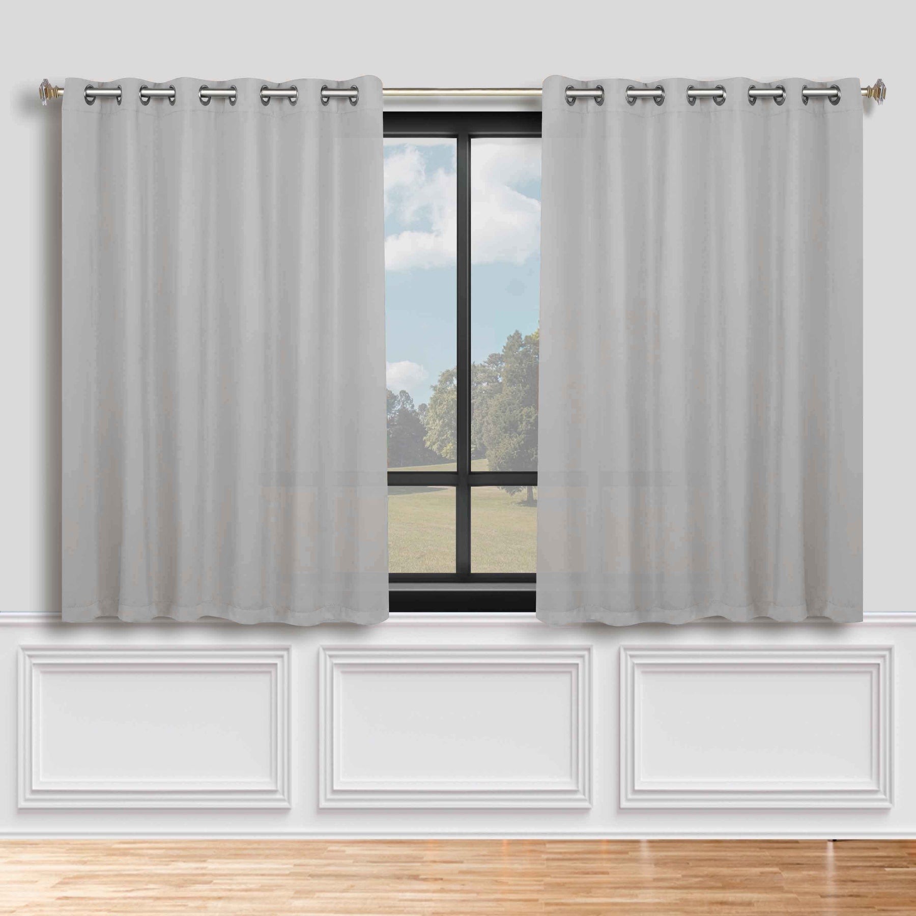 Classic Modern Solid Room Darkening Blackout Curtain Panels, Set of 2